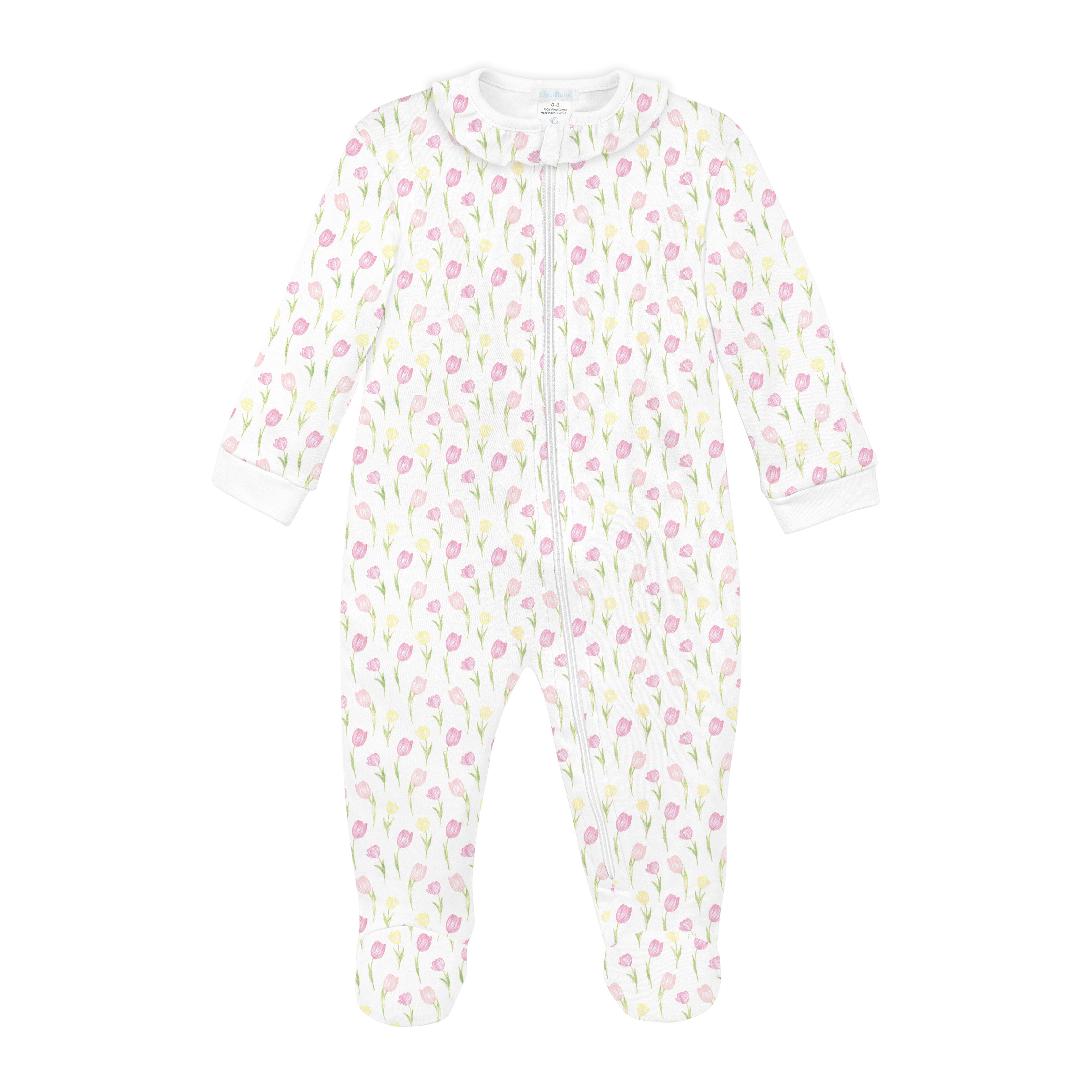 Tulip Fields Printed Zipper Footie | Baby Girl