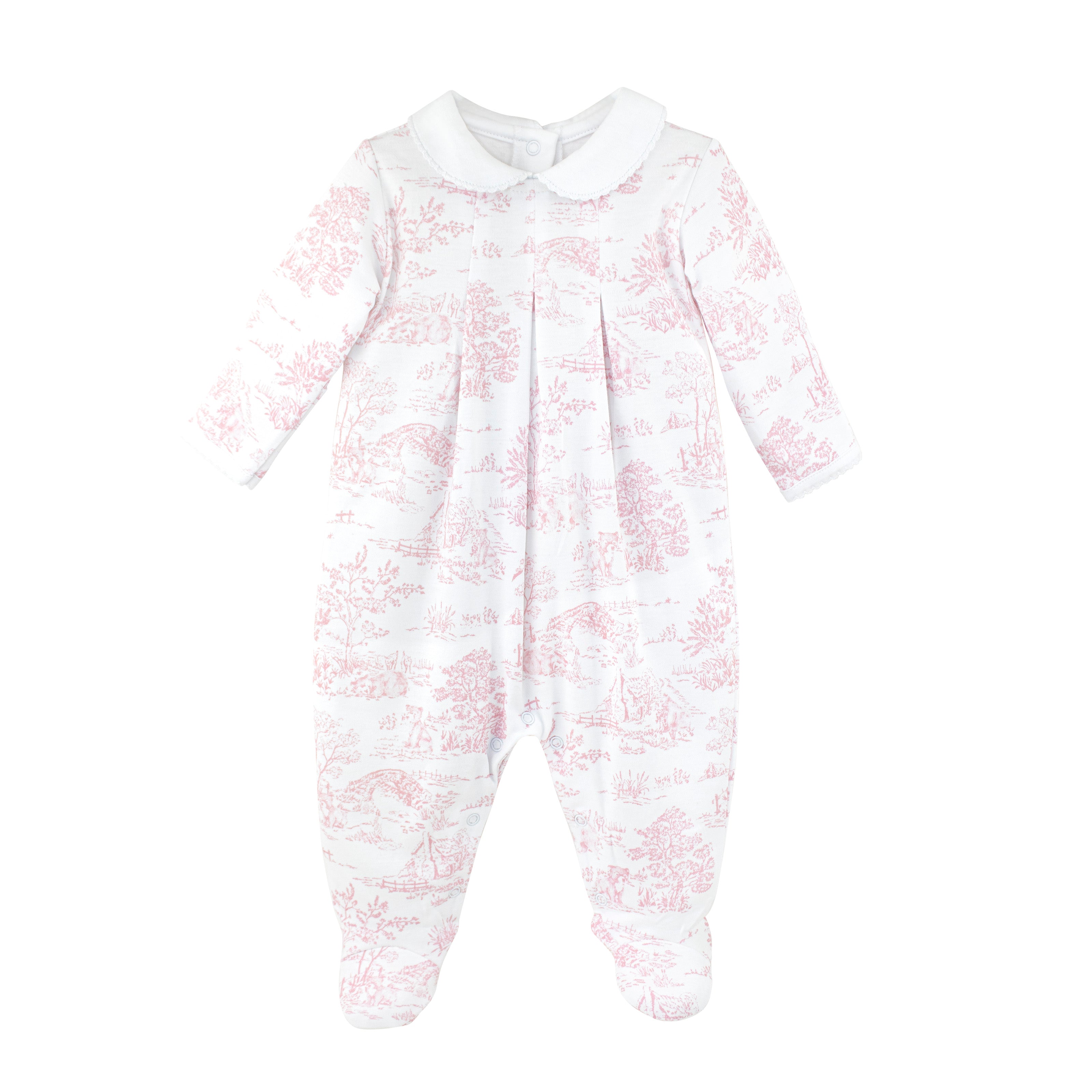 Toile de Jouy Printed Footie | Baby Girl