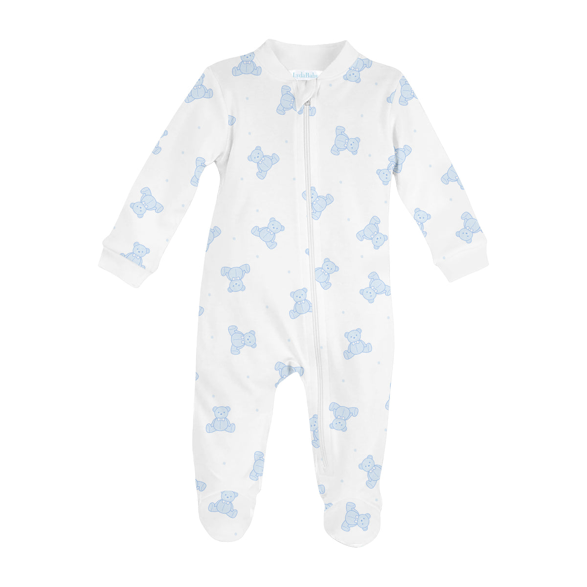 Teddy Bear Printed Zipper Footie | Baby Boy