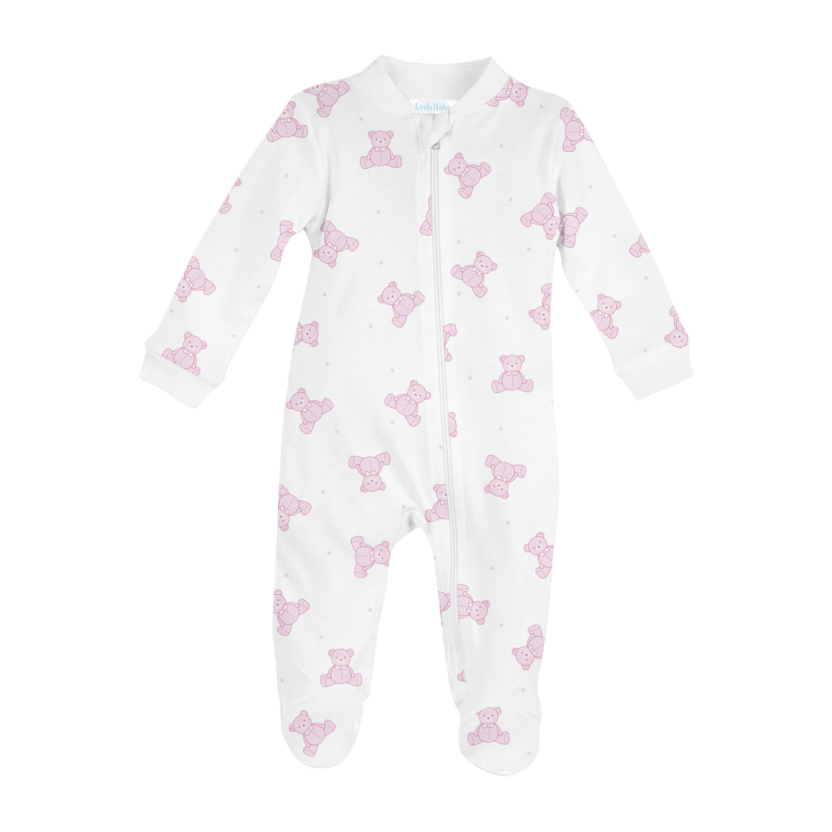 Teddy Bear Printed Zipper Footie | Baby Girl
