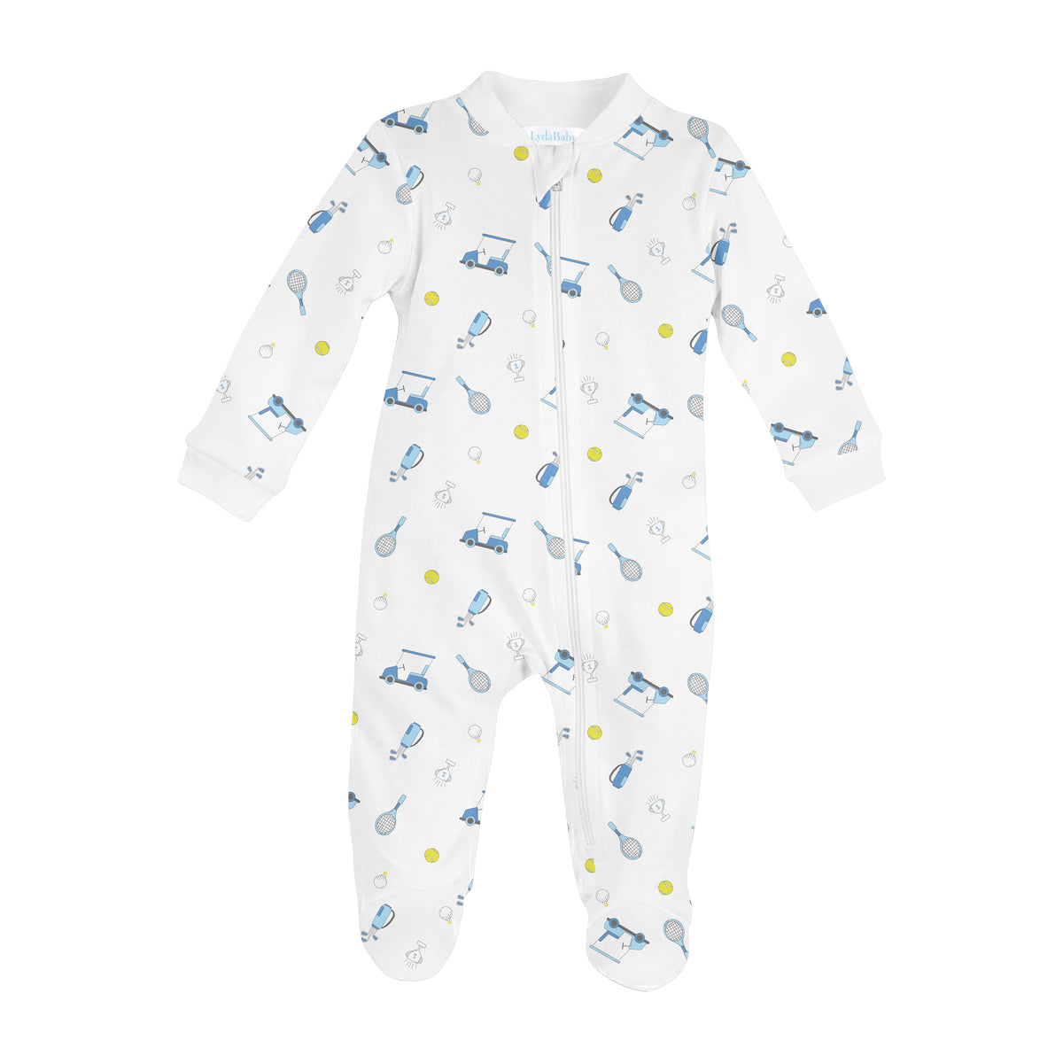 Lets Golf Printed Zipper Footie | Baby Boy