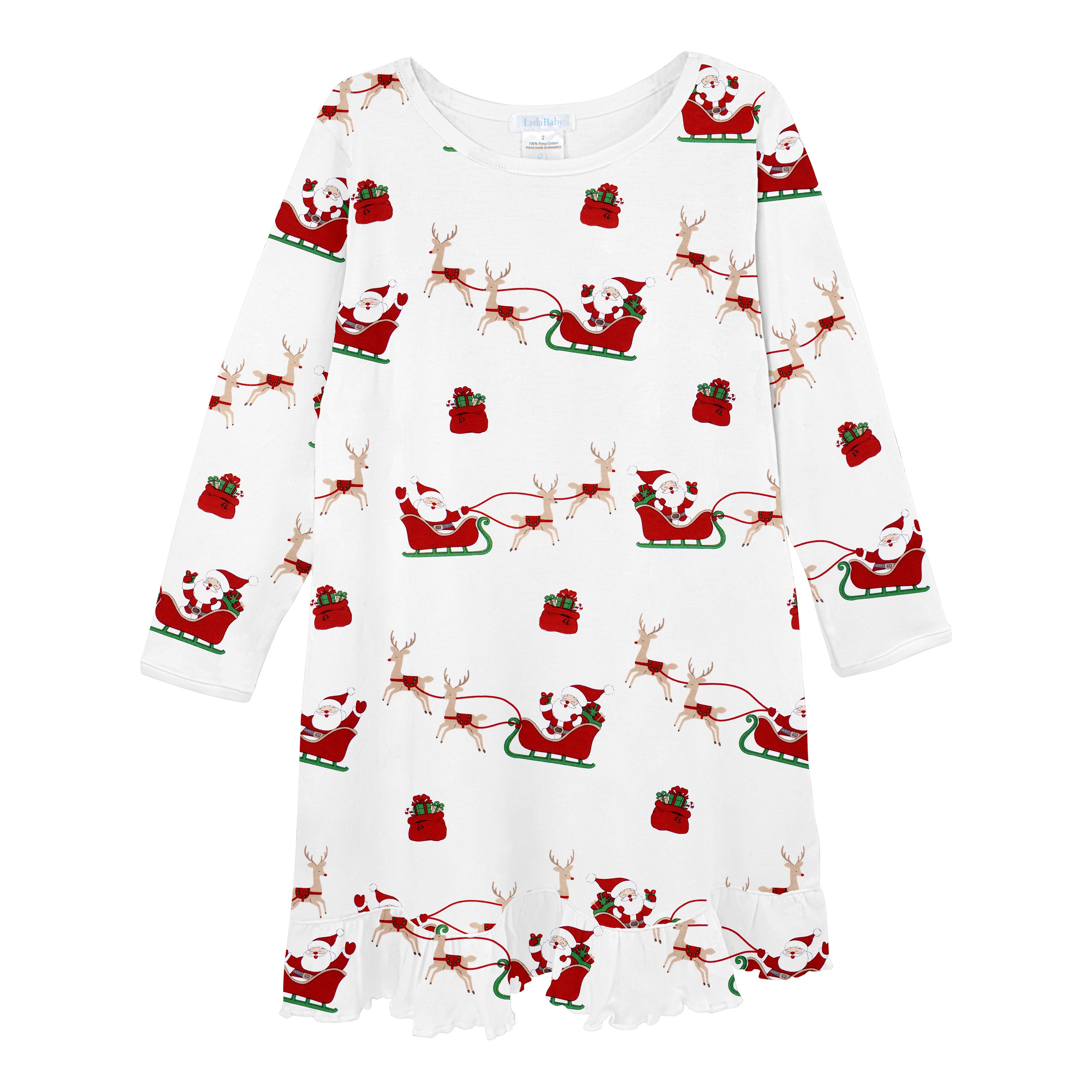 Santa Sleigh Printed Dress | Girl