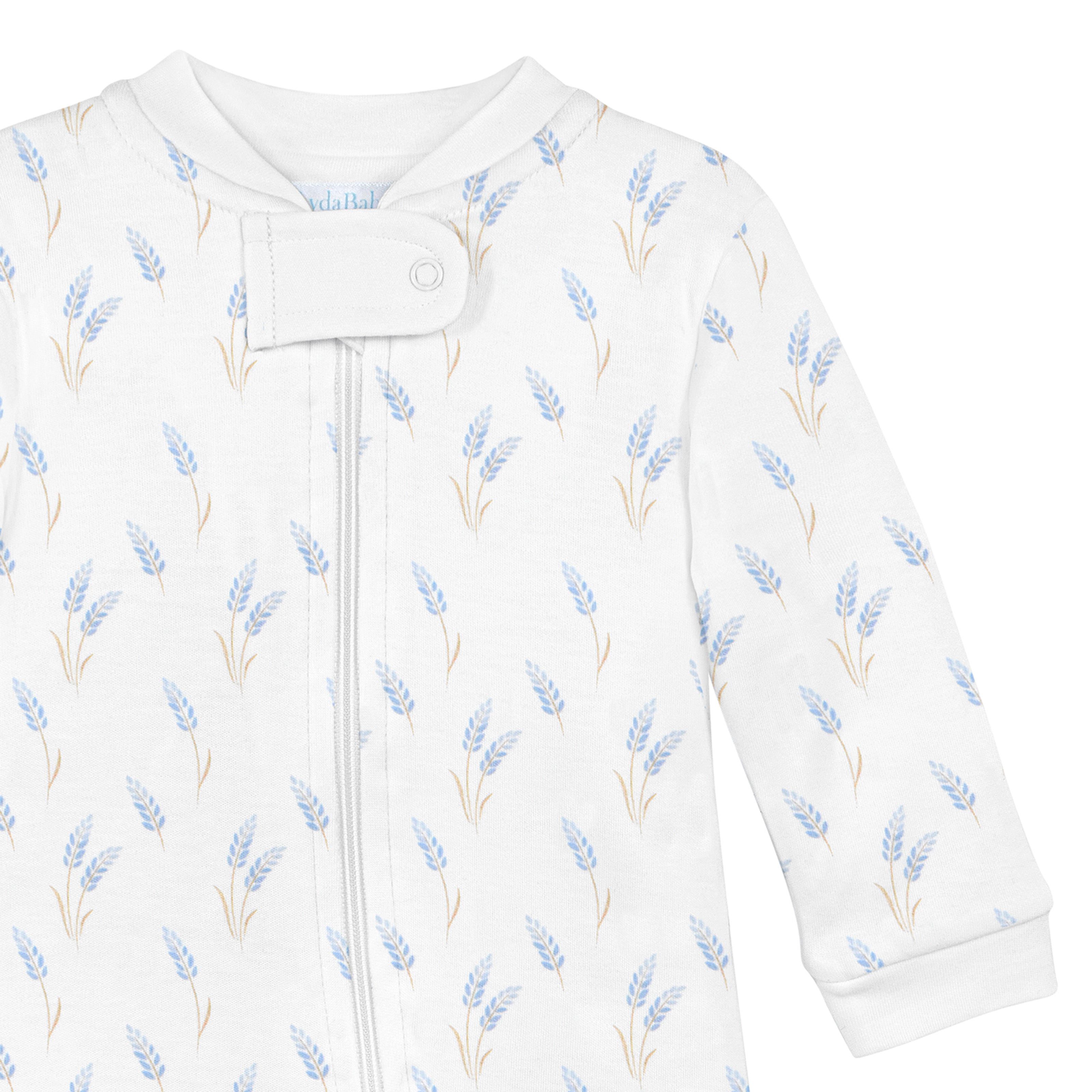 Wheat Spikes Printed Zipper Footie | Baby Boy