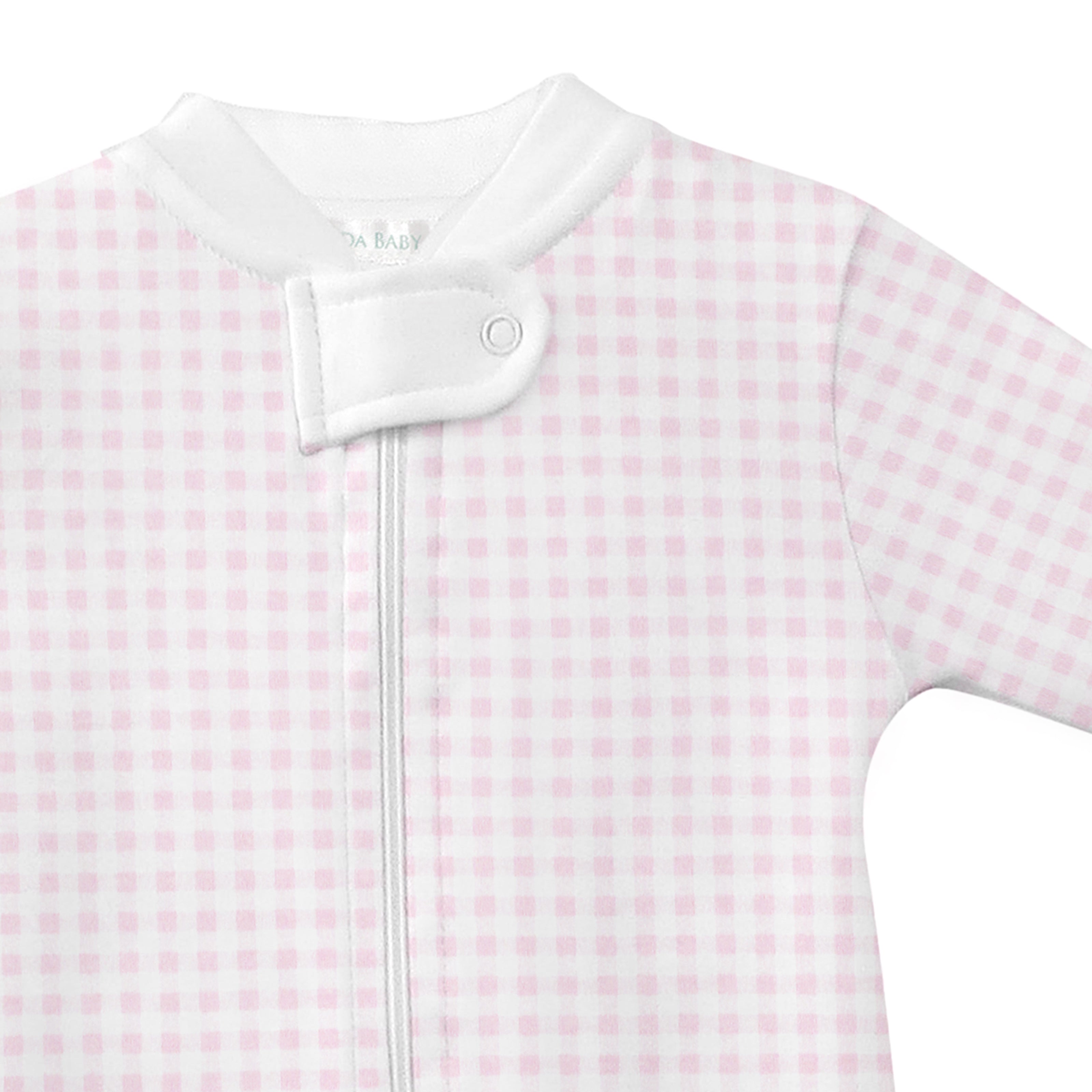 Pink Vichy Printed Zipper Footie | Baby Girl