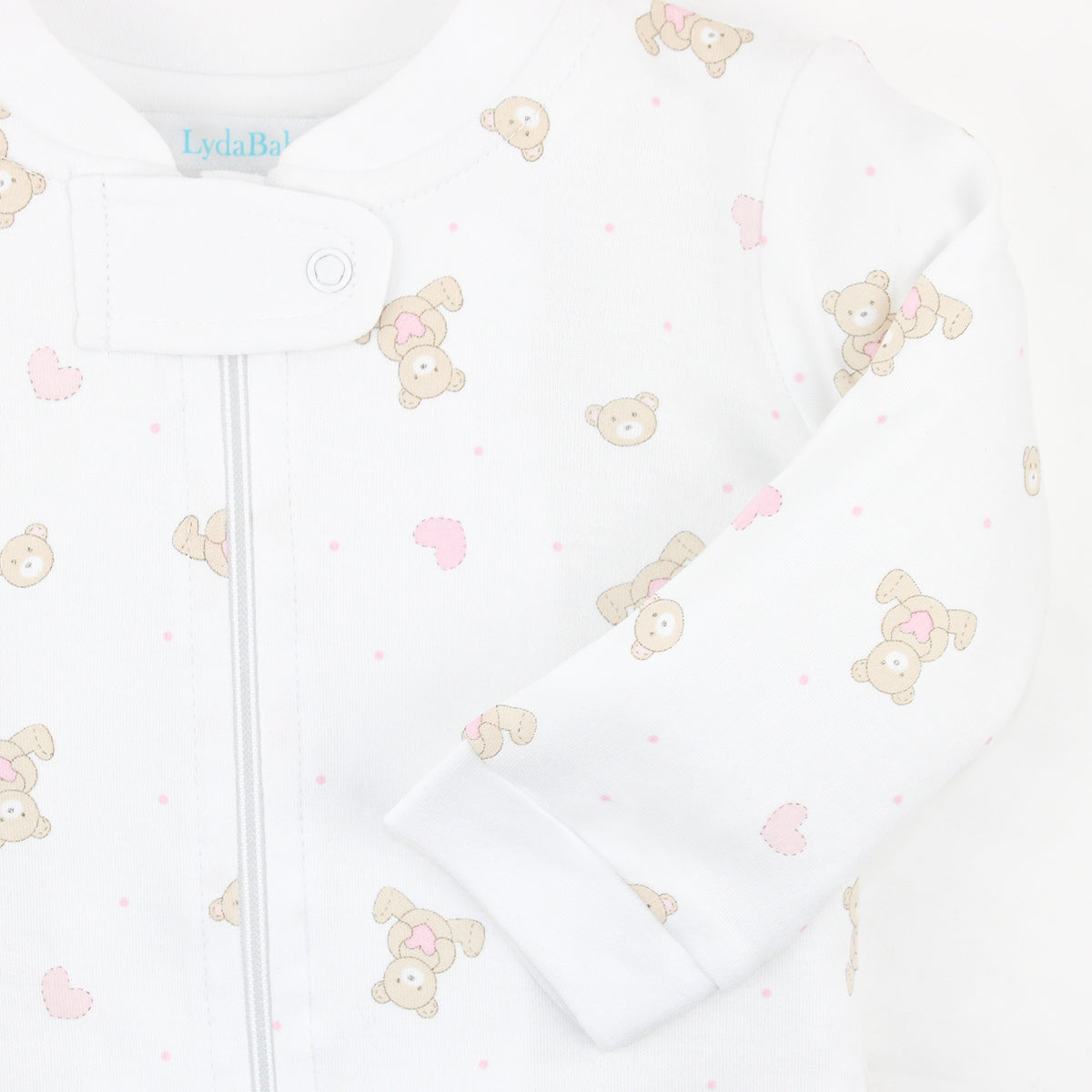 Love Teddy Printed Zipper Footie | Baby Girl