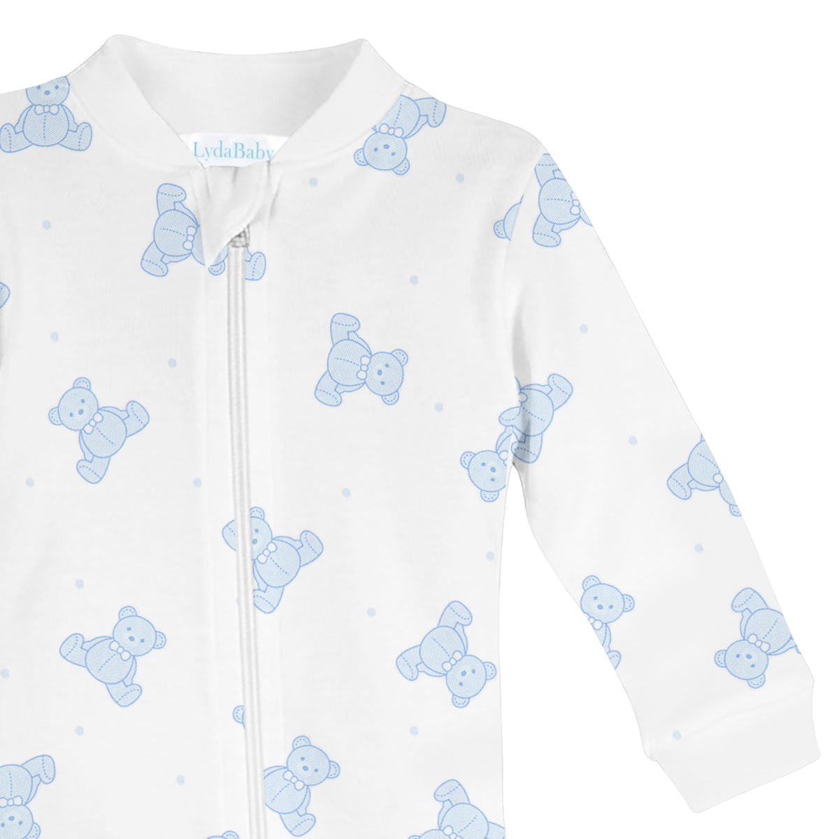 Teddy Bear Printed Zipper Footie | Baby Boy