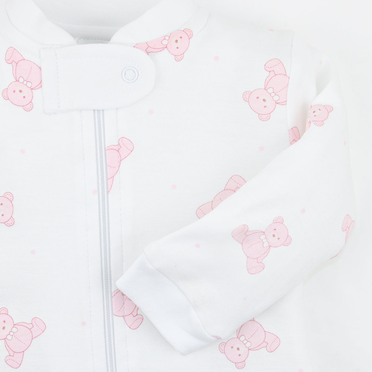 Teddy Bear Printed Zipper Footie | Baby Girl