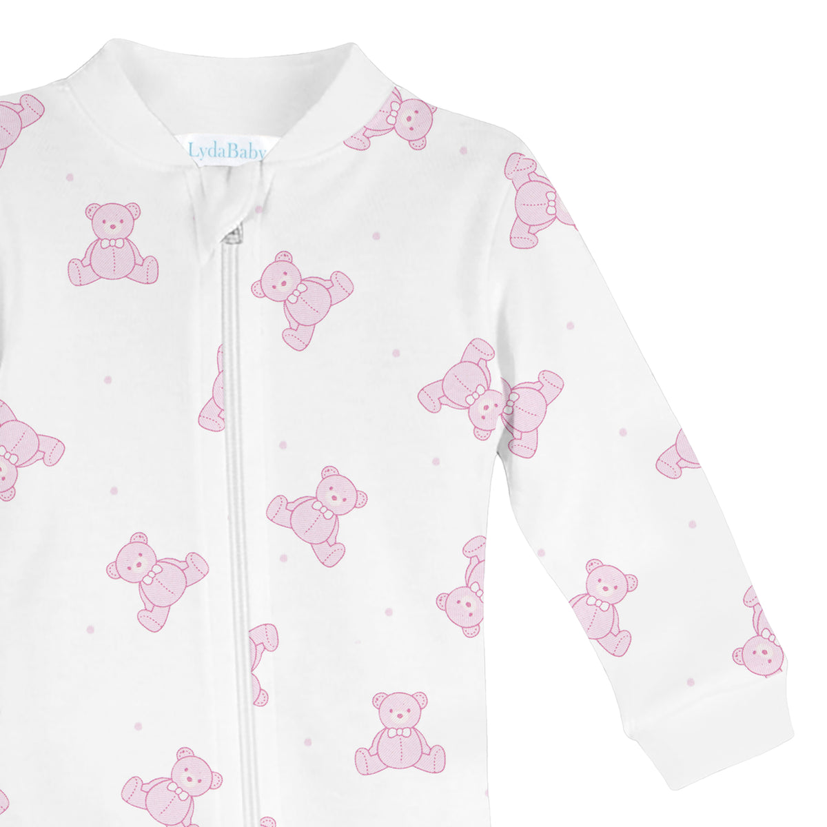 Teddy Bear Printed Zipper Footie | Baby Girl