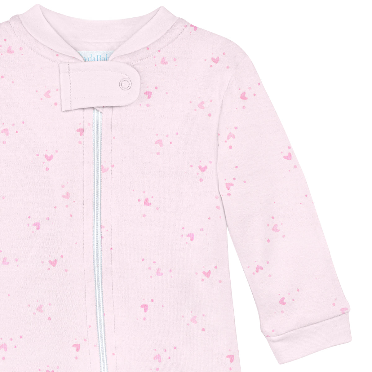 Pink Bubble Hearts Printed Zipper Footie | Baby Girl