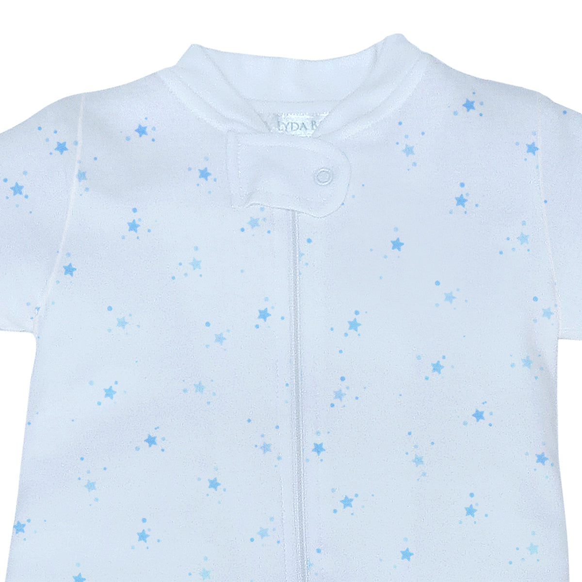 Lightblue Bubble Stars Printed Zipper Footie | Baby Boy