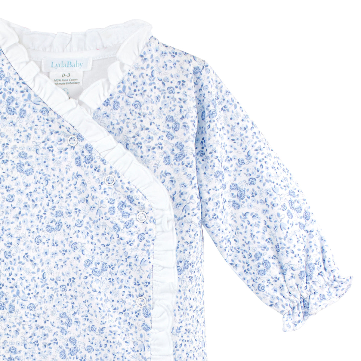 Blue Roses Printed Footie |  Baby Girl