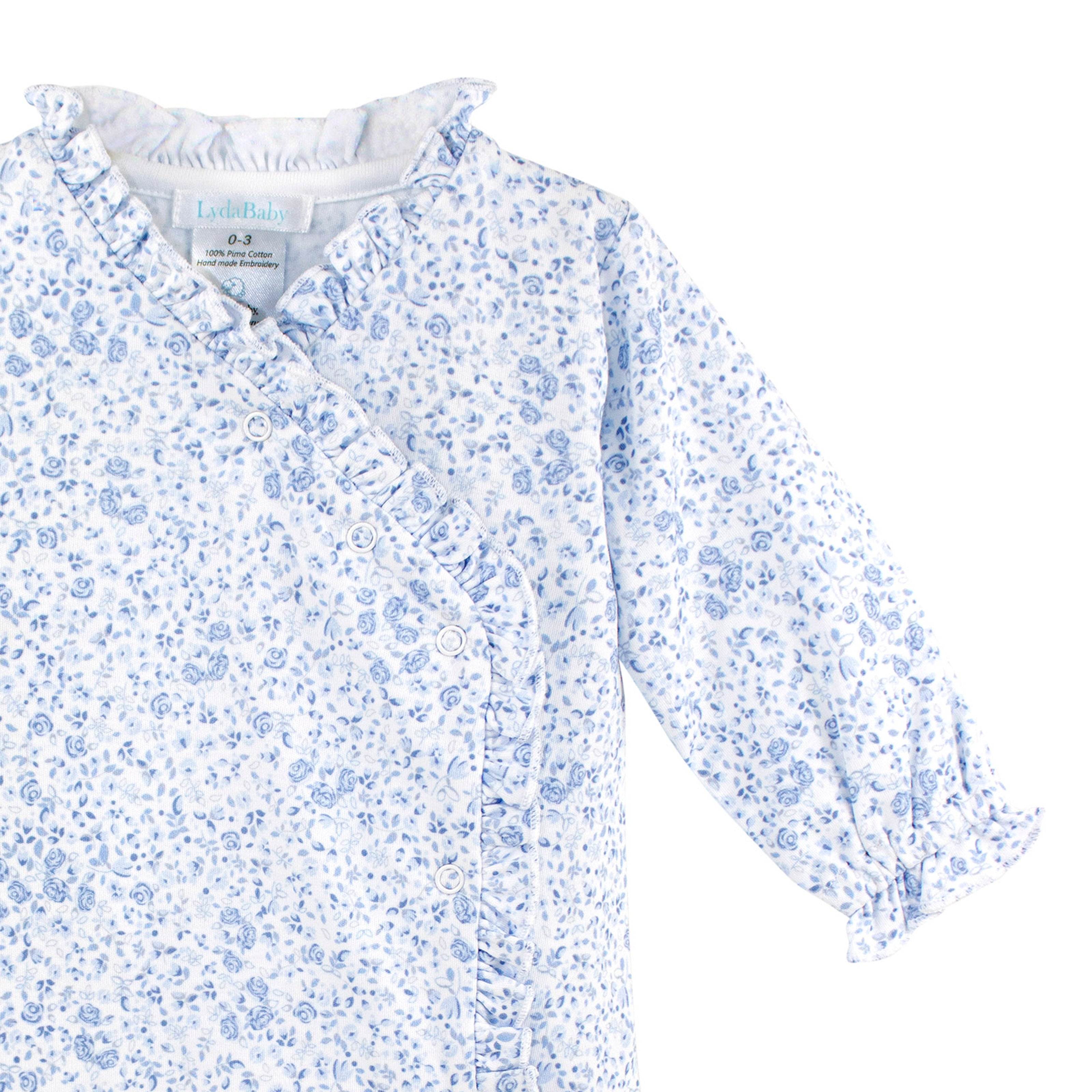 Blue Roses Printed Footie | Baby Girl