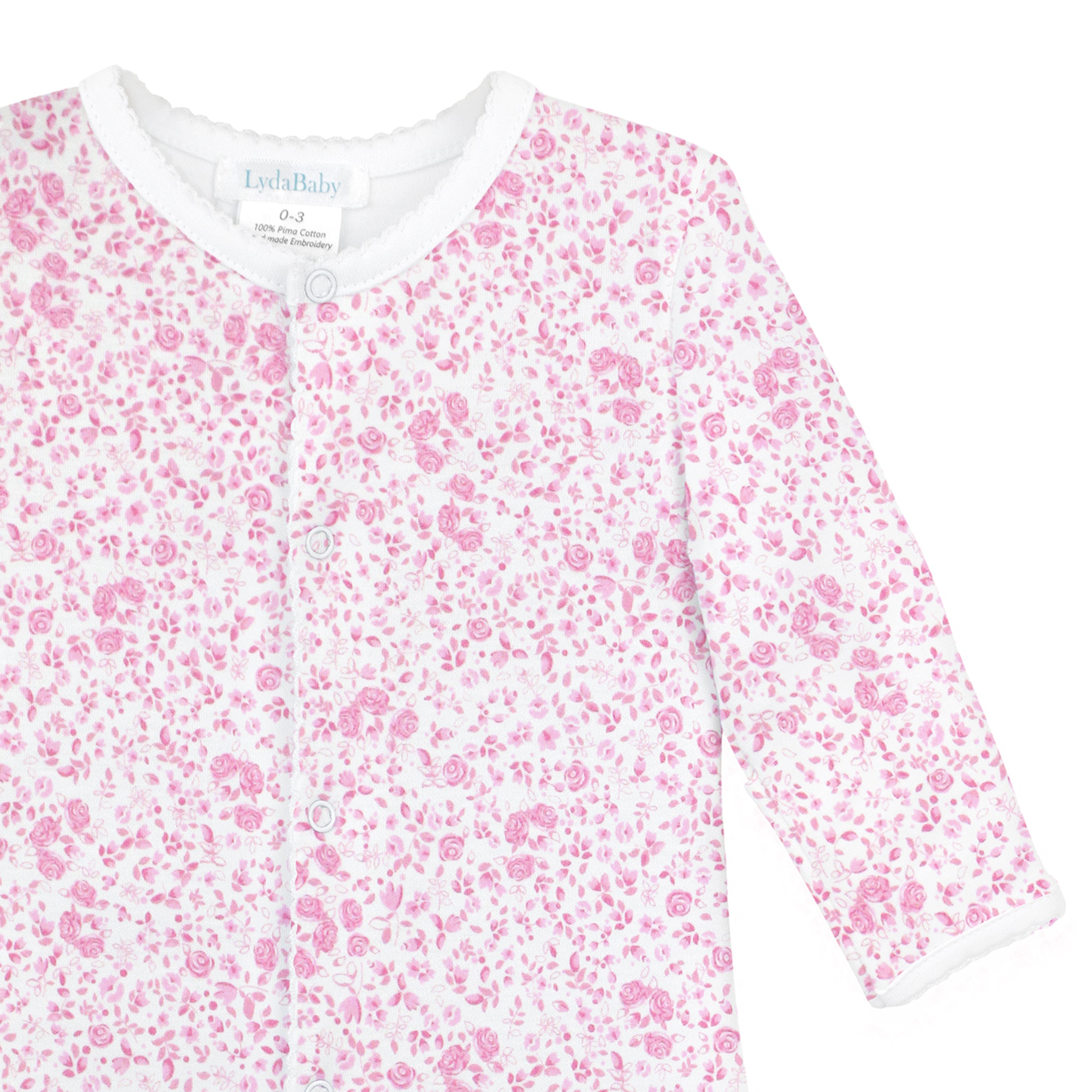 Pink Roses Garden Printed Footie | Baby Girl