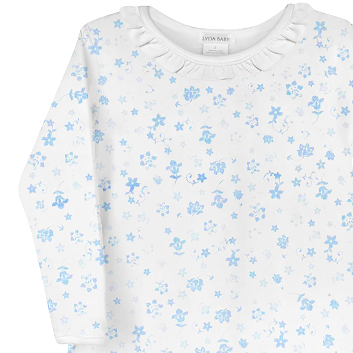Light blue Antique Flowers Printed  Dress | Girl