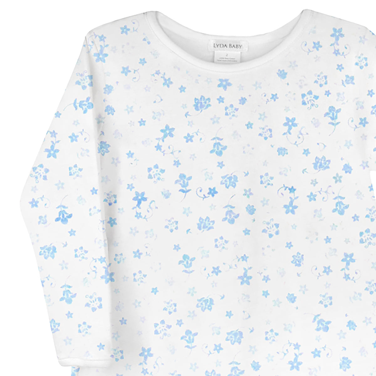 Light blue Antique Flowers Printed  Dress | Girl
