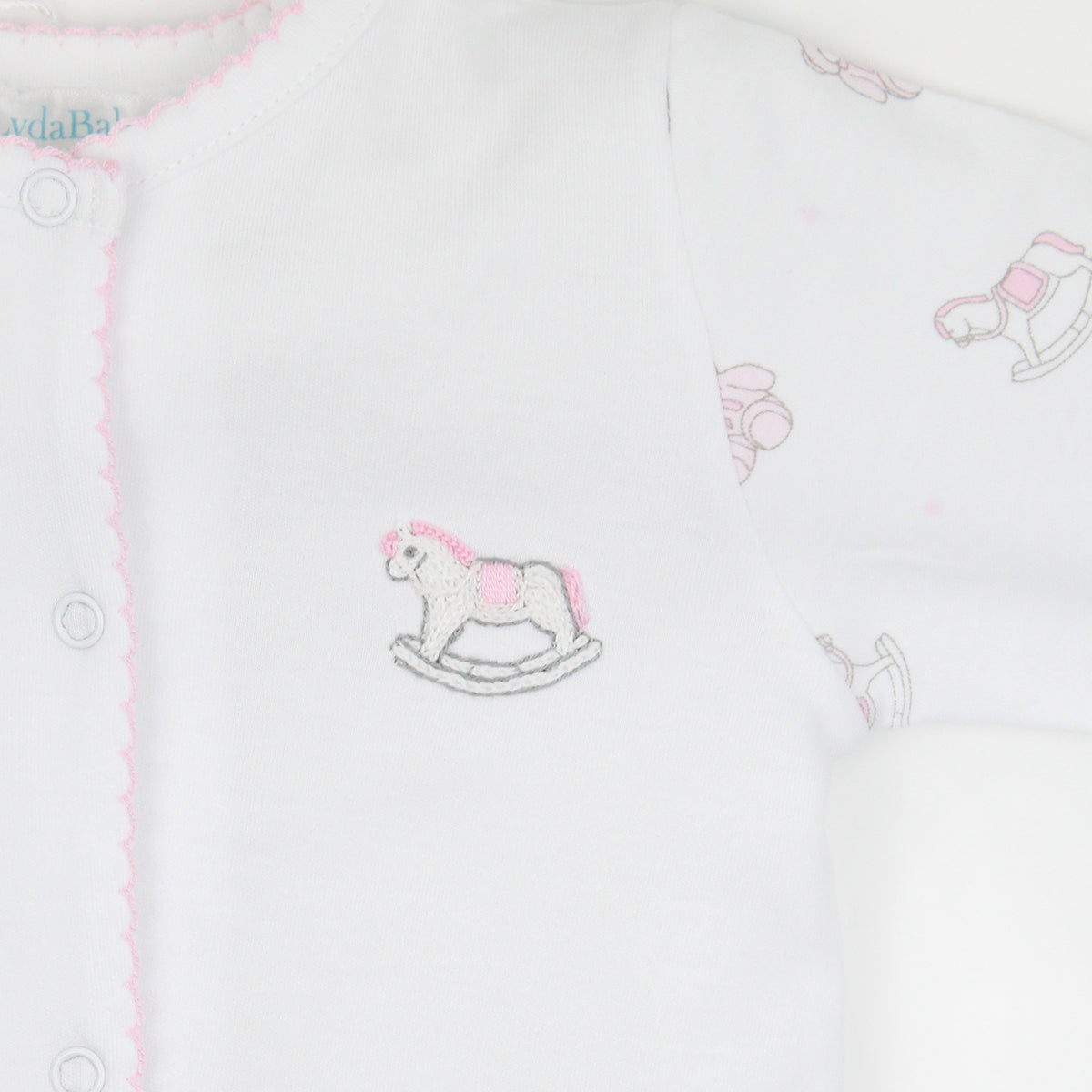 Wooden Pony Toy Embroidery and Printed Footie | Baby Girl