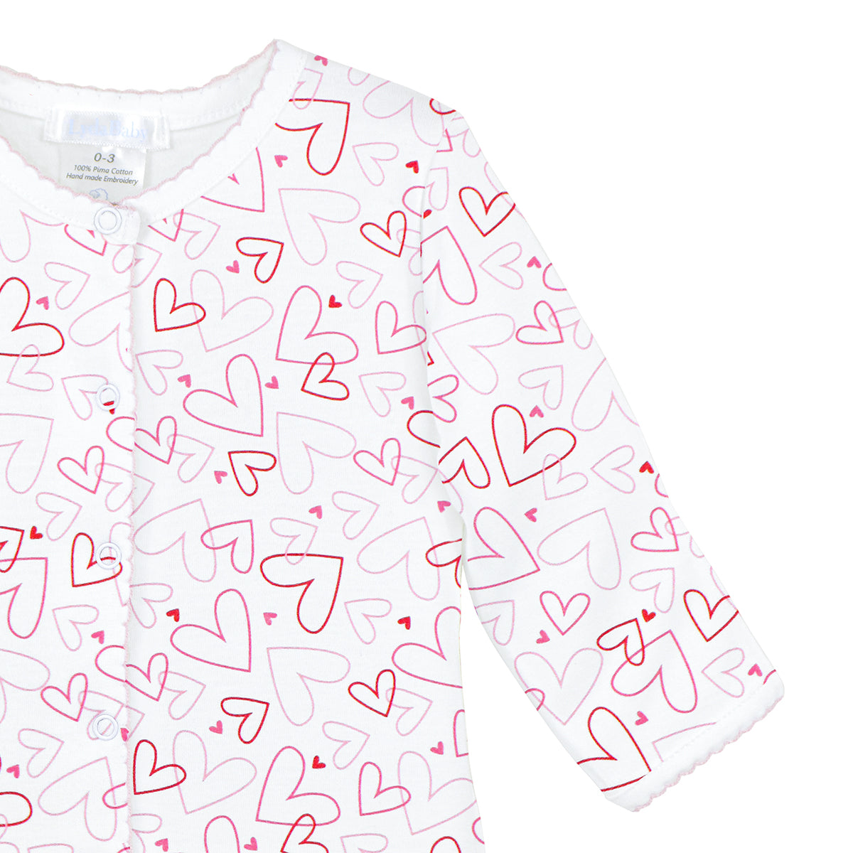 Doodle Hearts Printed footie | Baby Girl