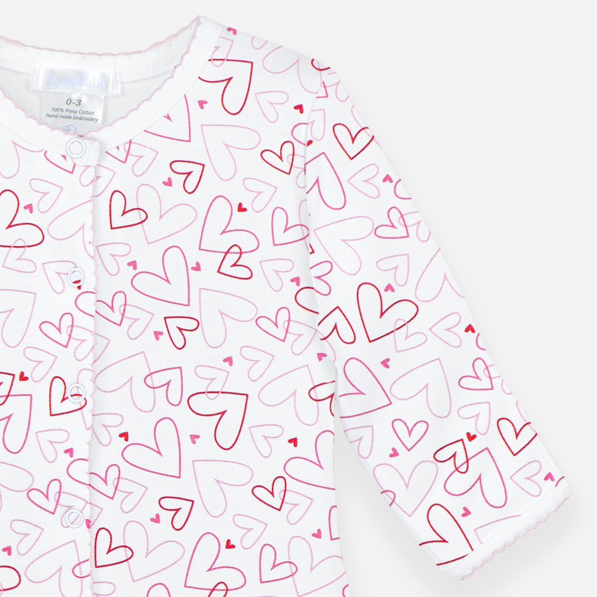 Doodle Hearts Printed footie | Baby Girl