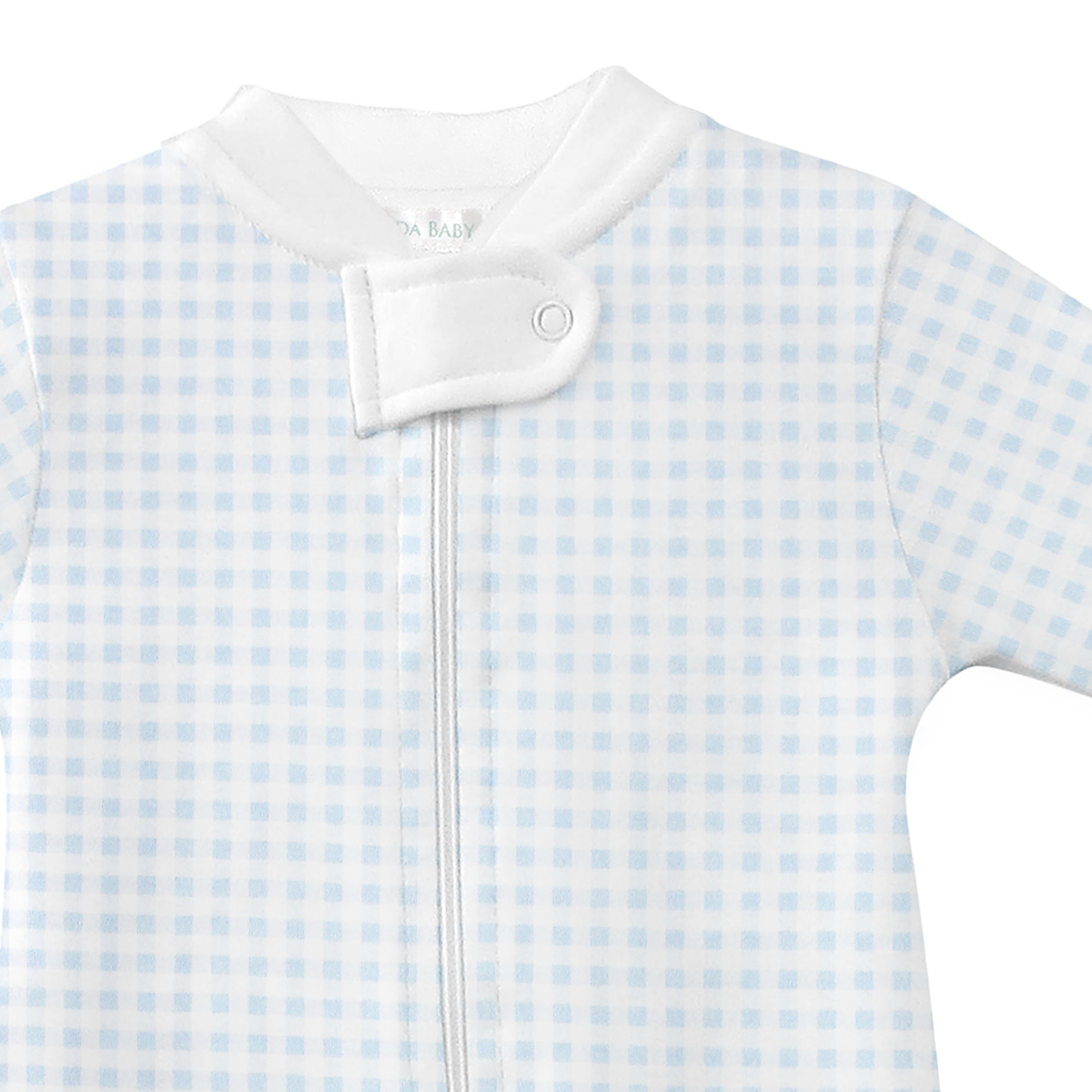 Light Blue Vichy Printed Zipper Footie | Baby Boy
