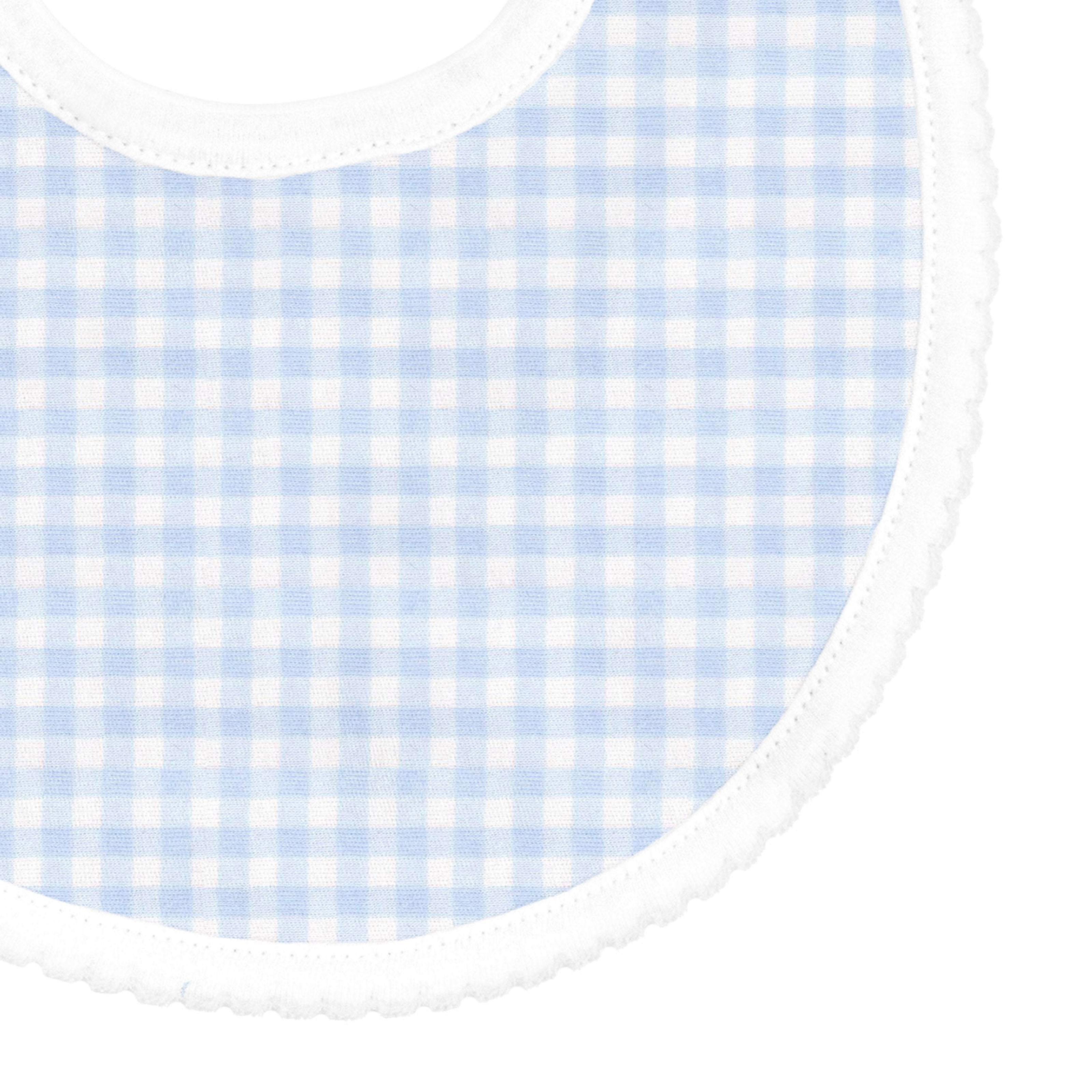 Light Blue Gingham Printed Bib | Baby Boy