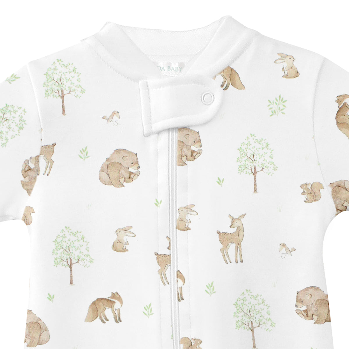 Woodland Friends Printed Zipper Footie  |  Baby Unisex