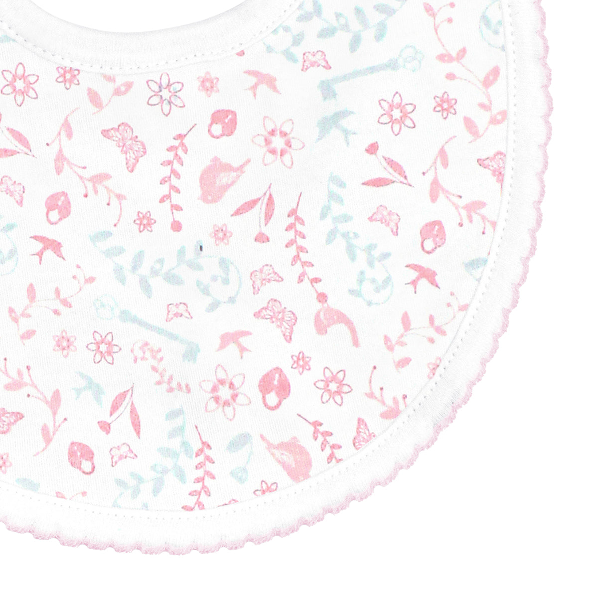 Birds and Flowers Printed Bib | Baby Girl