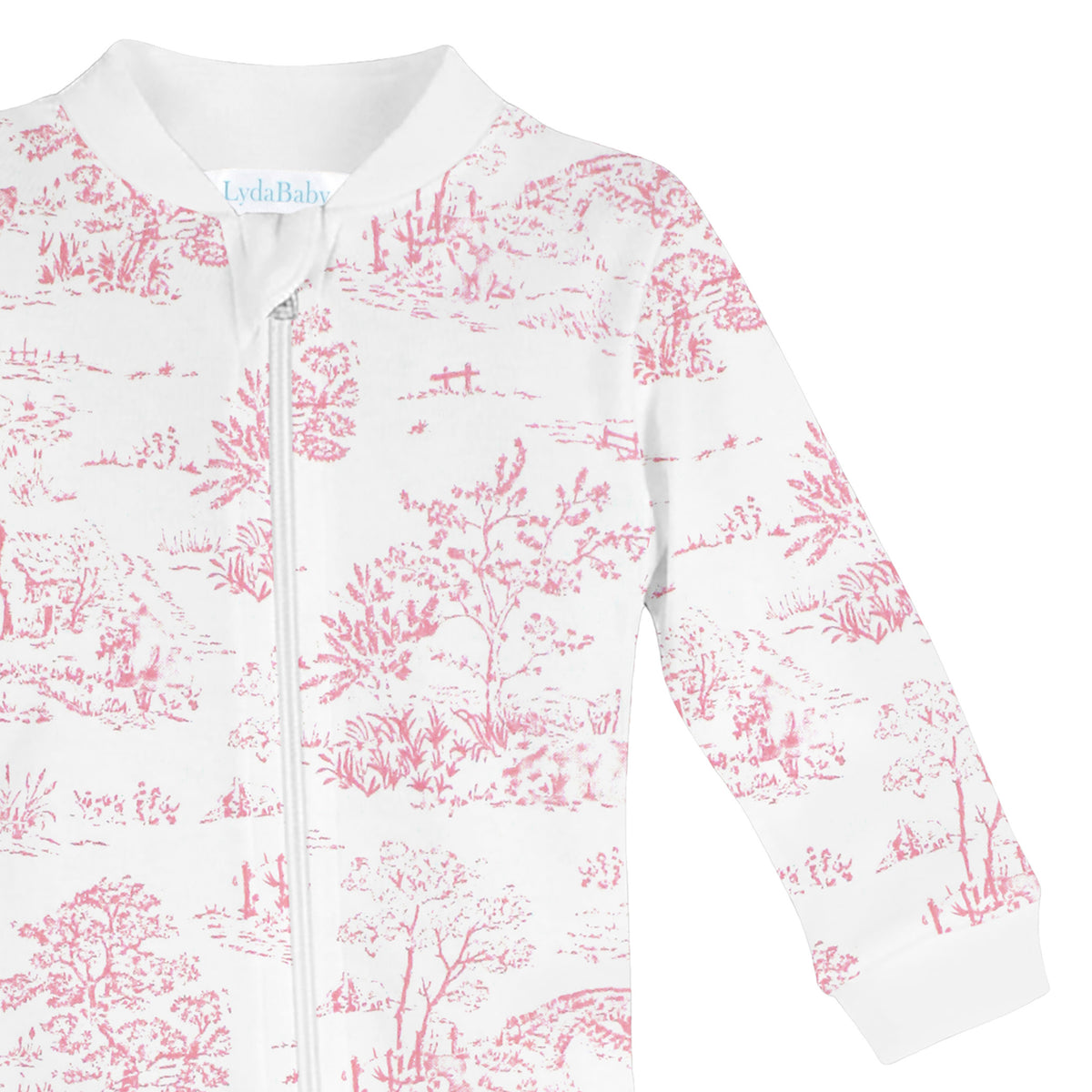 Toile de Jouy Printed Zipper Footie | Baby Girl