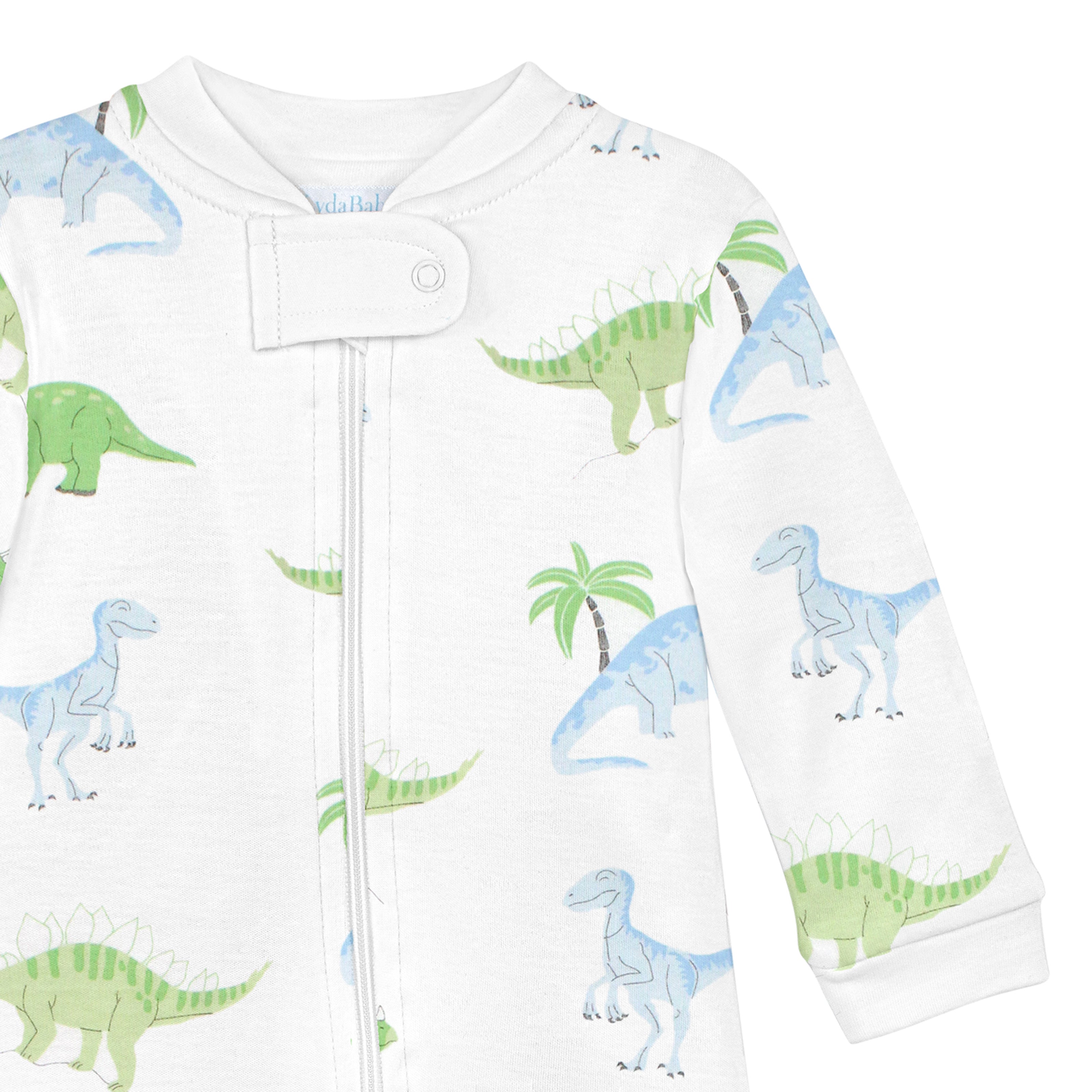 Friendly Dinos Printed Zipper Footie | Baby Boy