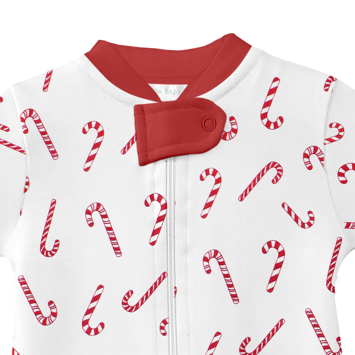 Candy Cane Printed Zipper Footie | Baby Unisex