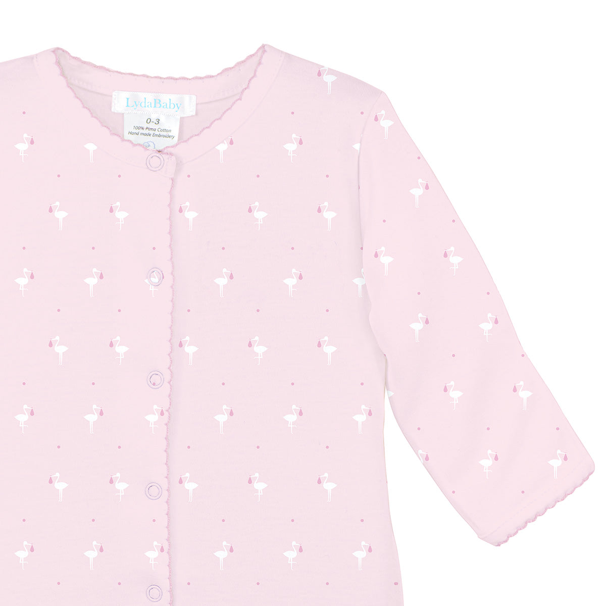 Baby Stork Printed Footie | Baby Girl