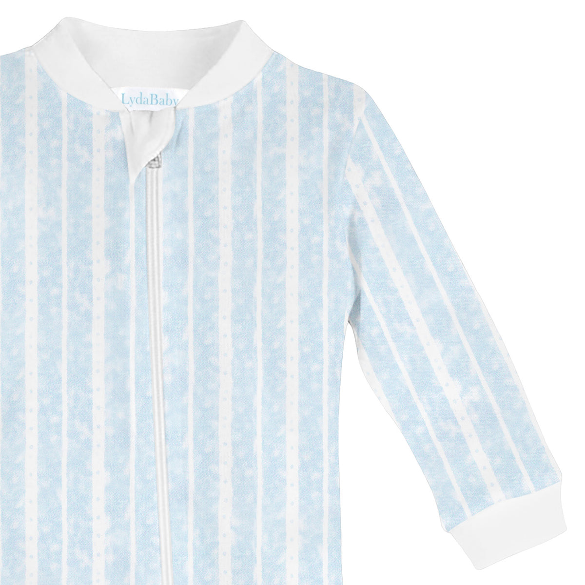 Vertical Lines Printed Zipper Footie | Baby Boy