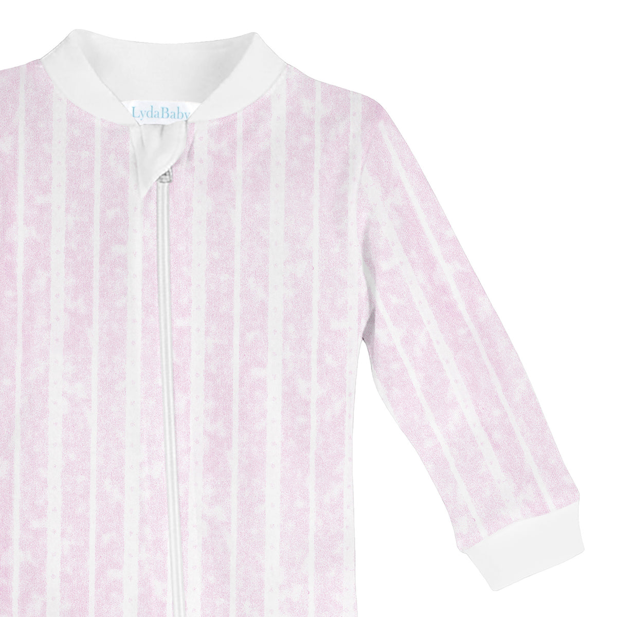 Vertical Lines Printed Zipper Footie | Baby Girl