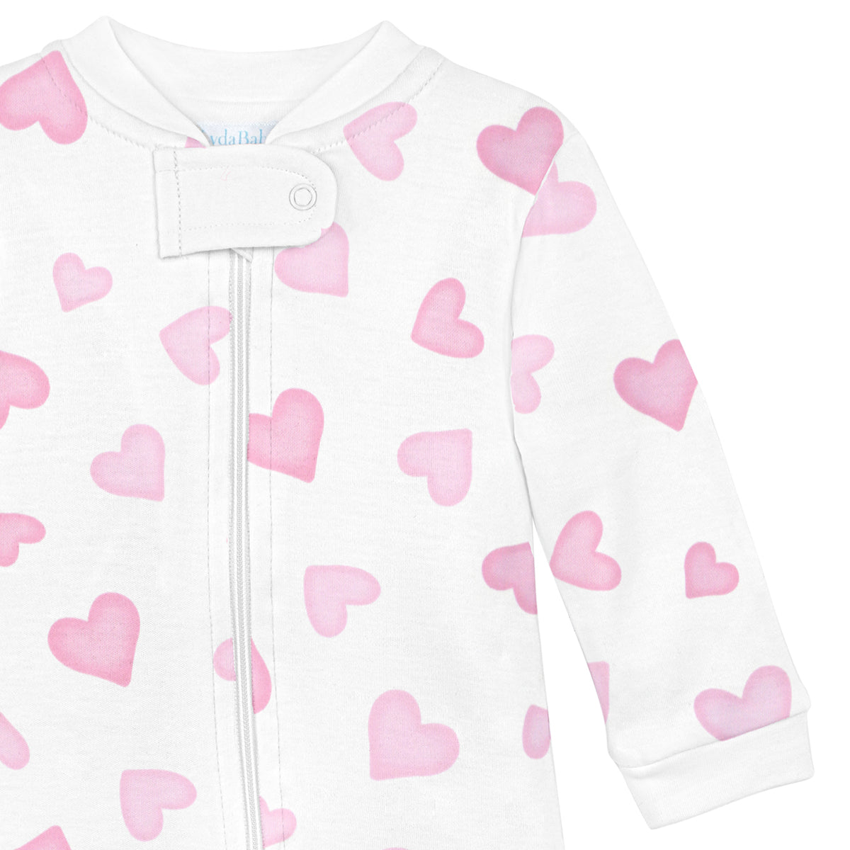 Bright Hearts Printed Zipper Footie | Baby Girl