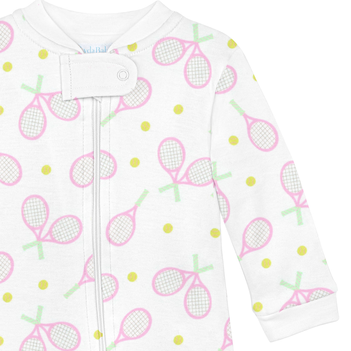 Game Set Match Printed Zipper Footie | Baby Girl