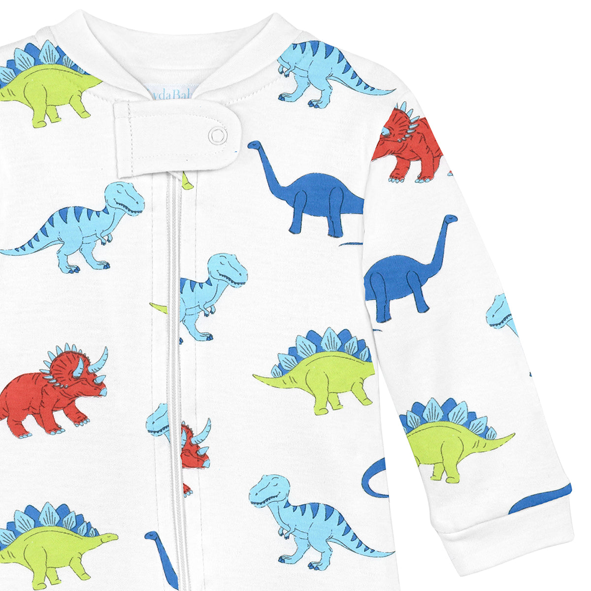 Colorful Dino Printed Zipper Footie | Baby Boy