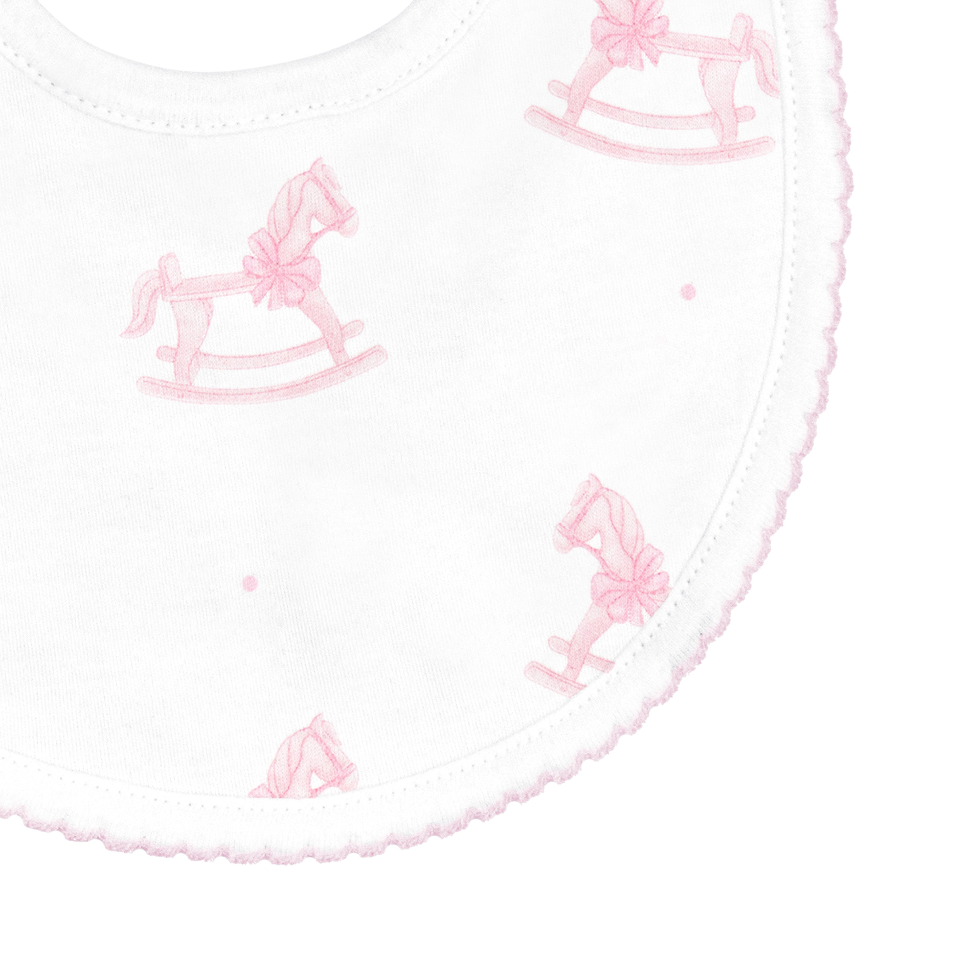 Wooden Rocking Horse Printed Bib | Baby Girl