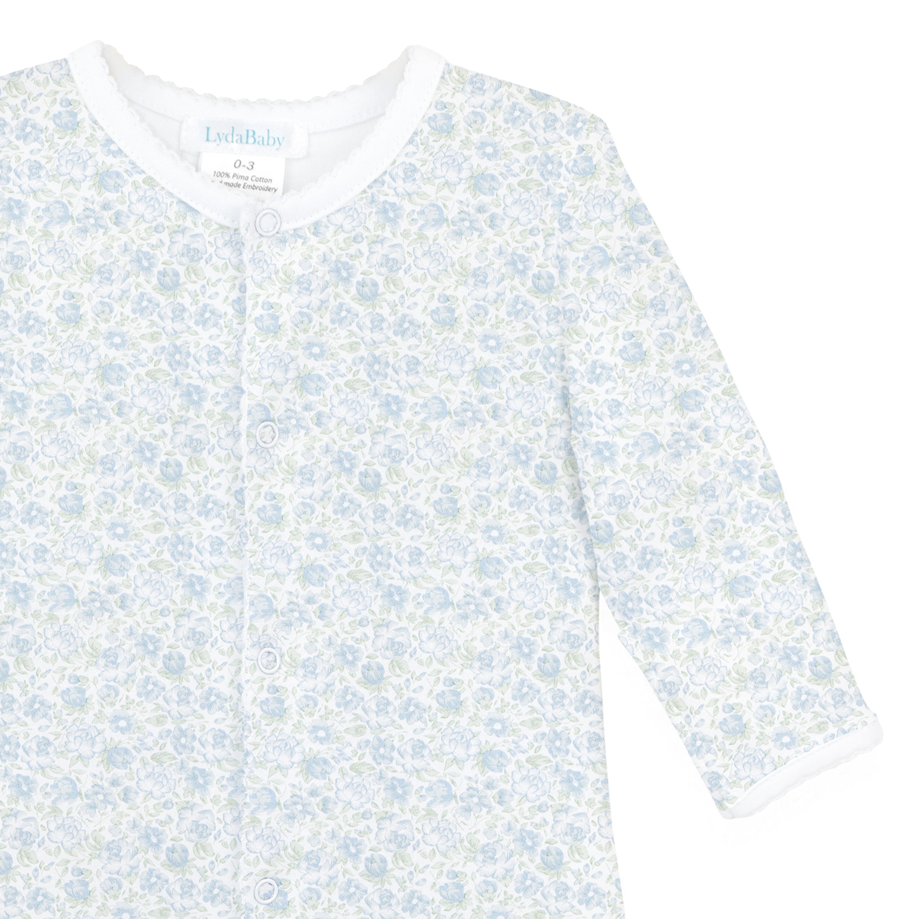 Elegant Blue Floral Printed Footie | Baby Girl