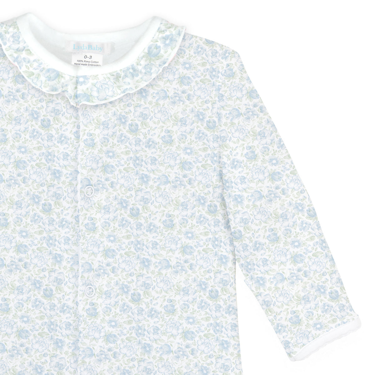 Elegant Blue Floral Printed Footie | Baby Girl