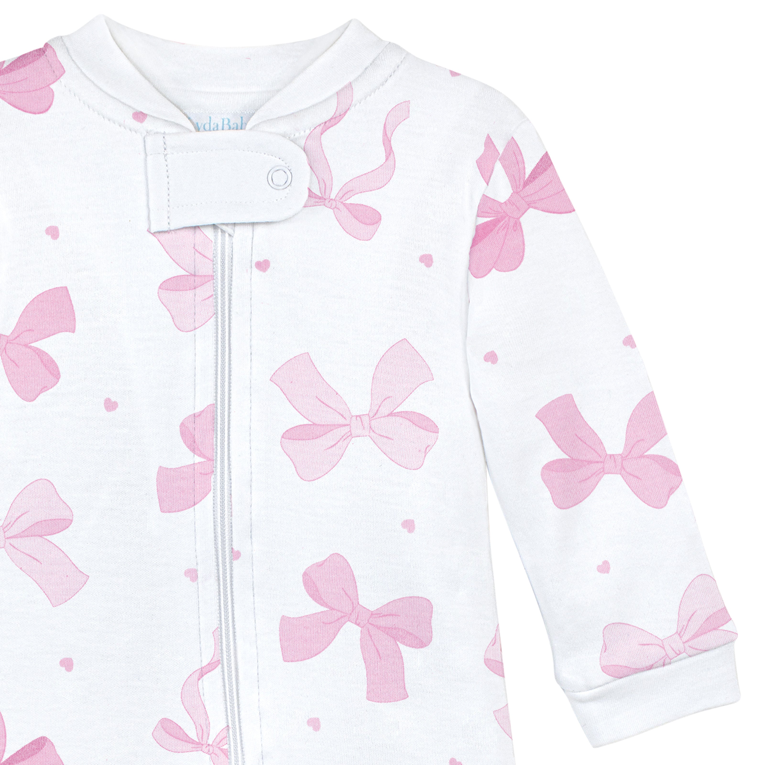 Lovely Bows Printed Zipper Footie | Baby Girl