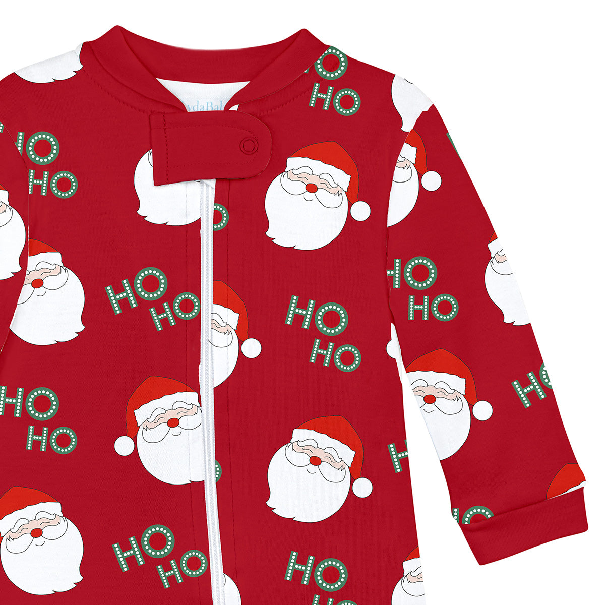 Santa Printed Zipper Footie | Baby Unisex