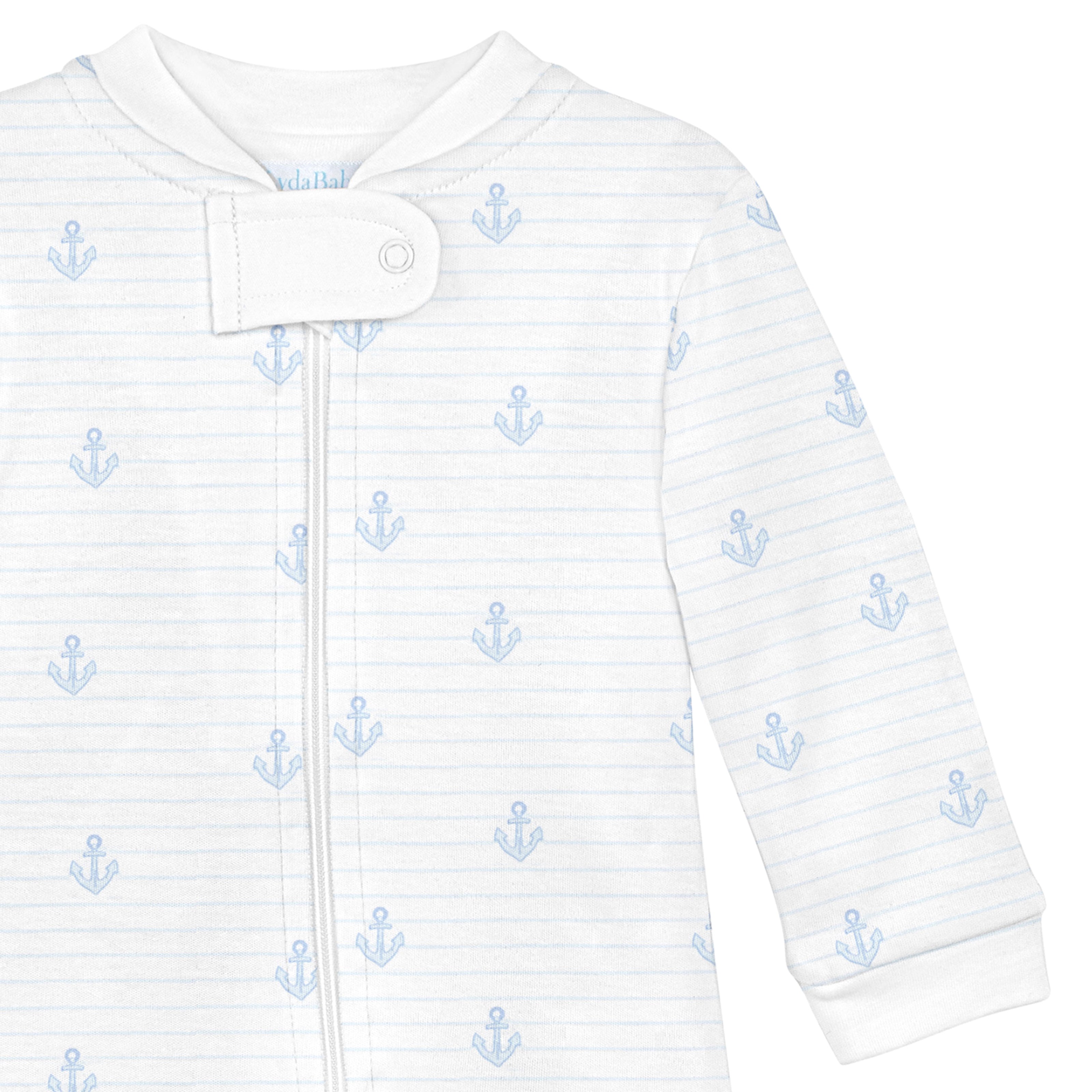 Anchors and Stripes Printed Zipper Footie | Baby Boy