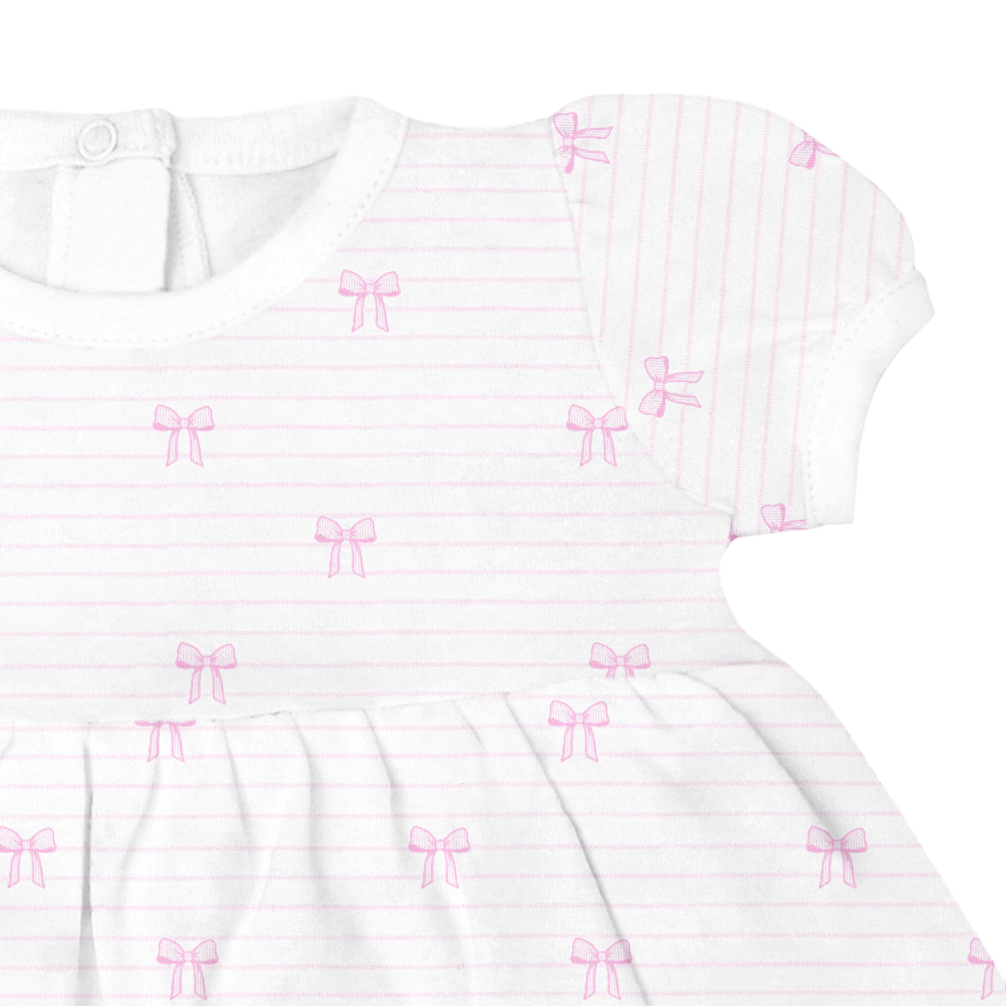 Bows and Stripes Printed Dress | Baby Girl