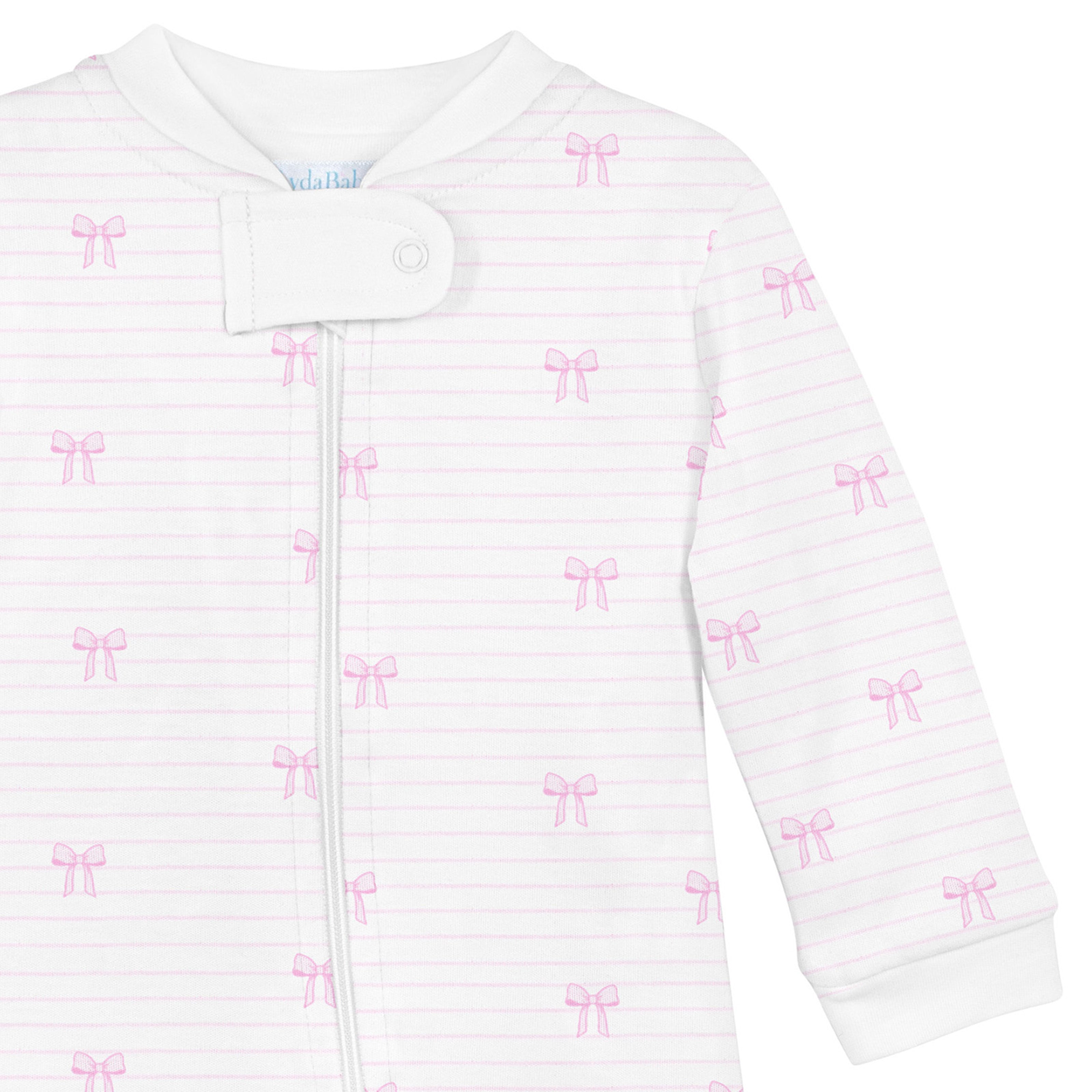 Bows and Stripes Printed Zipper Footie | Baby Girl