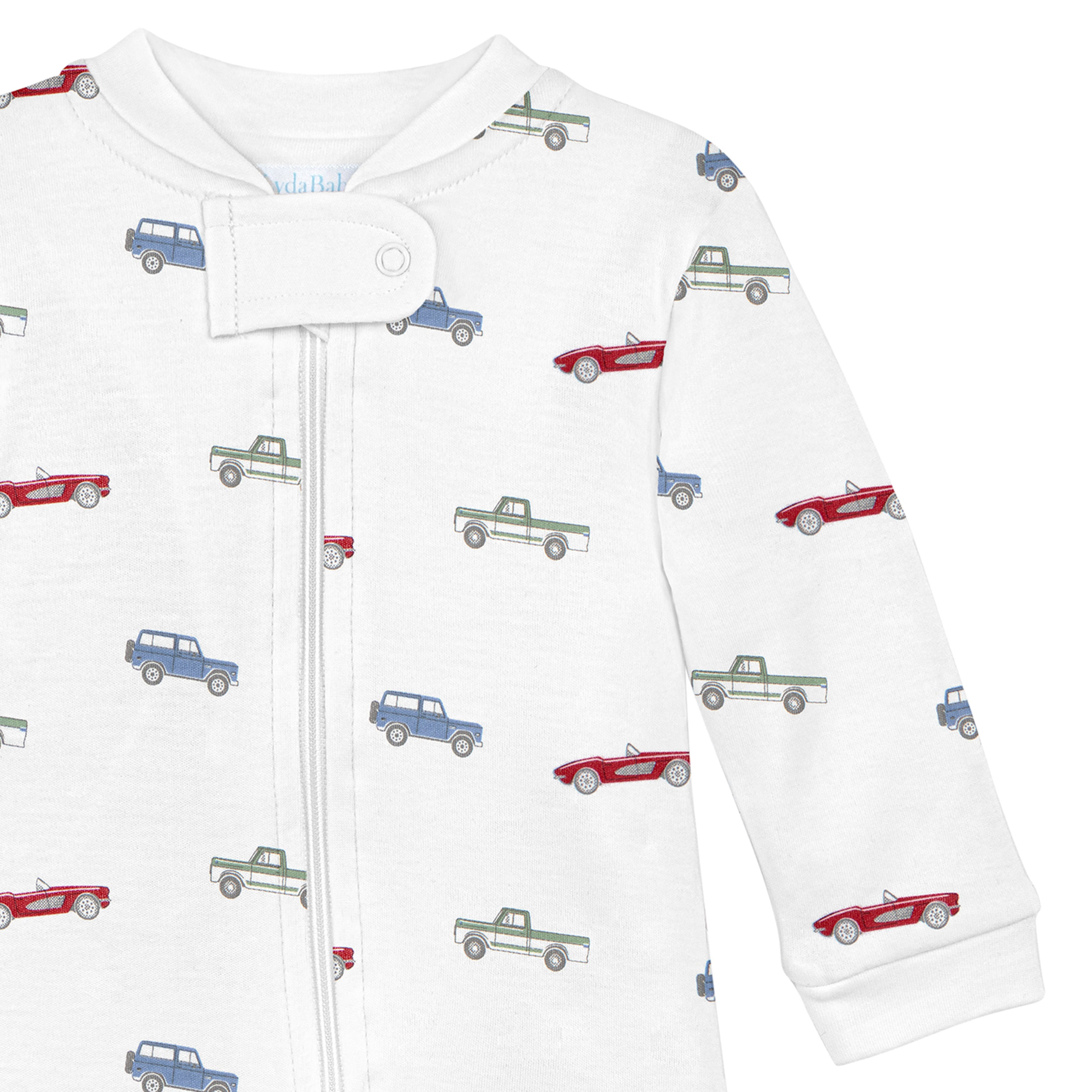Summer Cars Printed Zipper Footie | Baby Boy