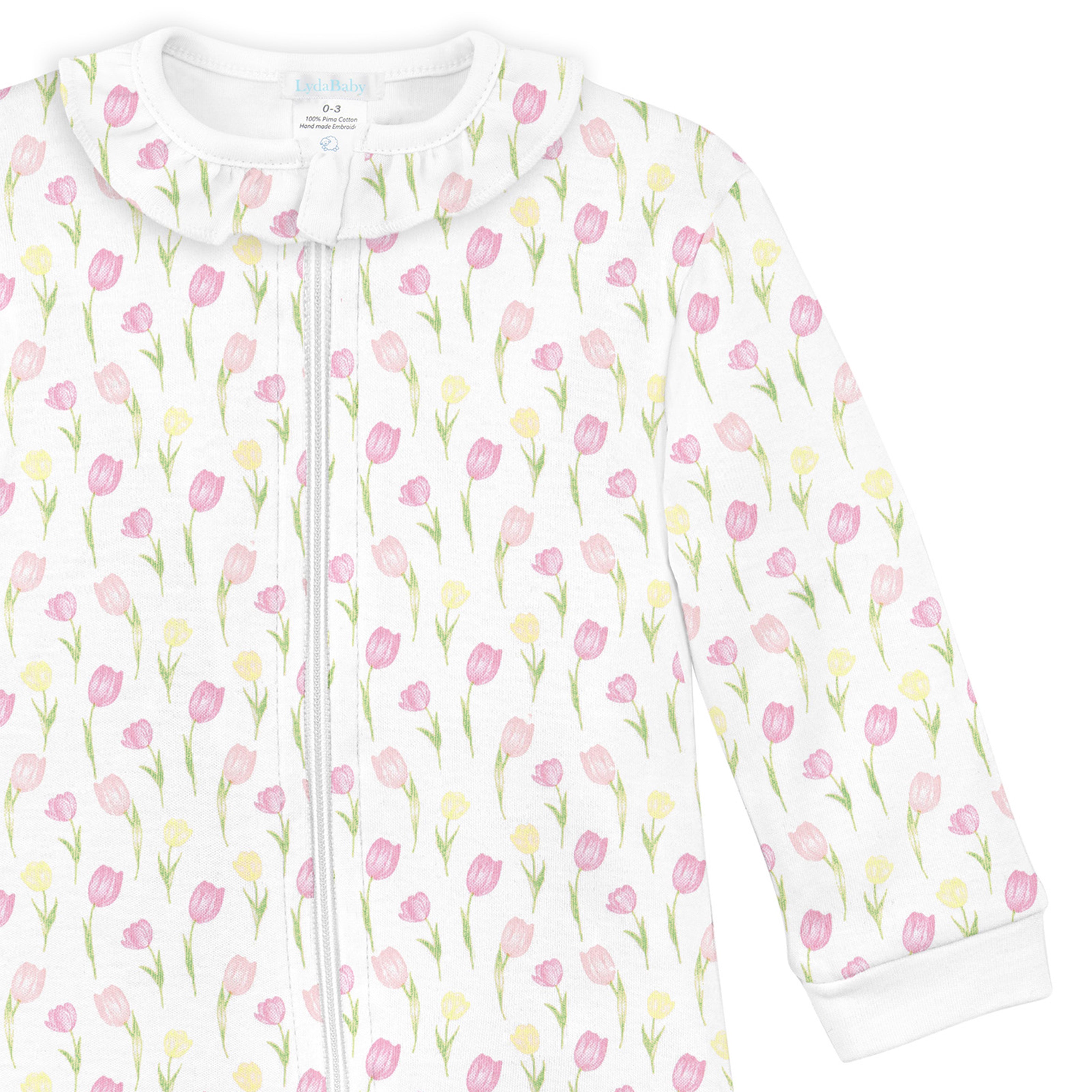 Tulip Fields Printed Zipper Footie | Baby Girl