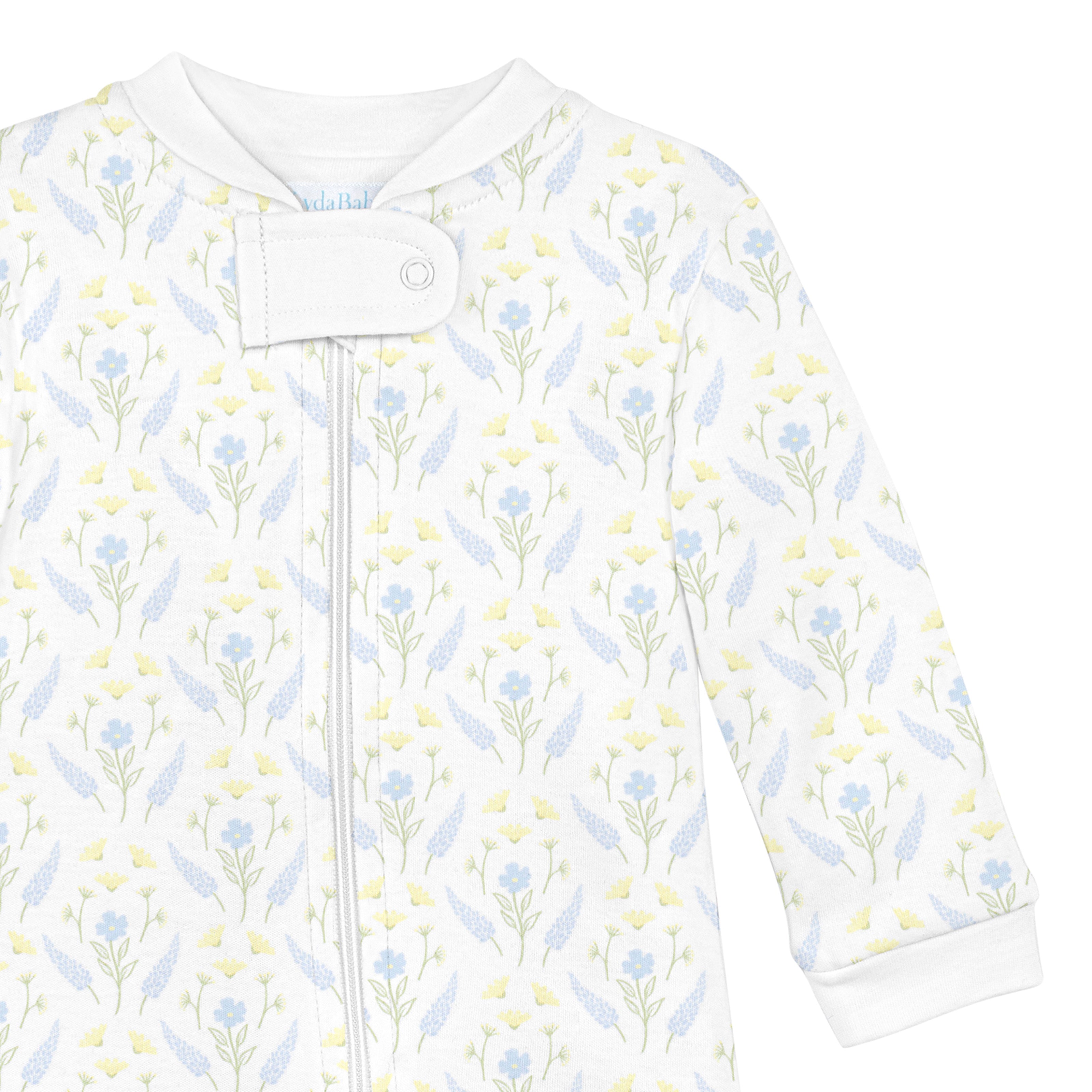 Serene Floral Printed Zipper Footie | Baby Girl
