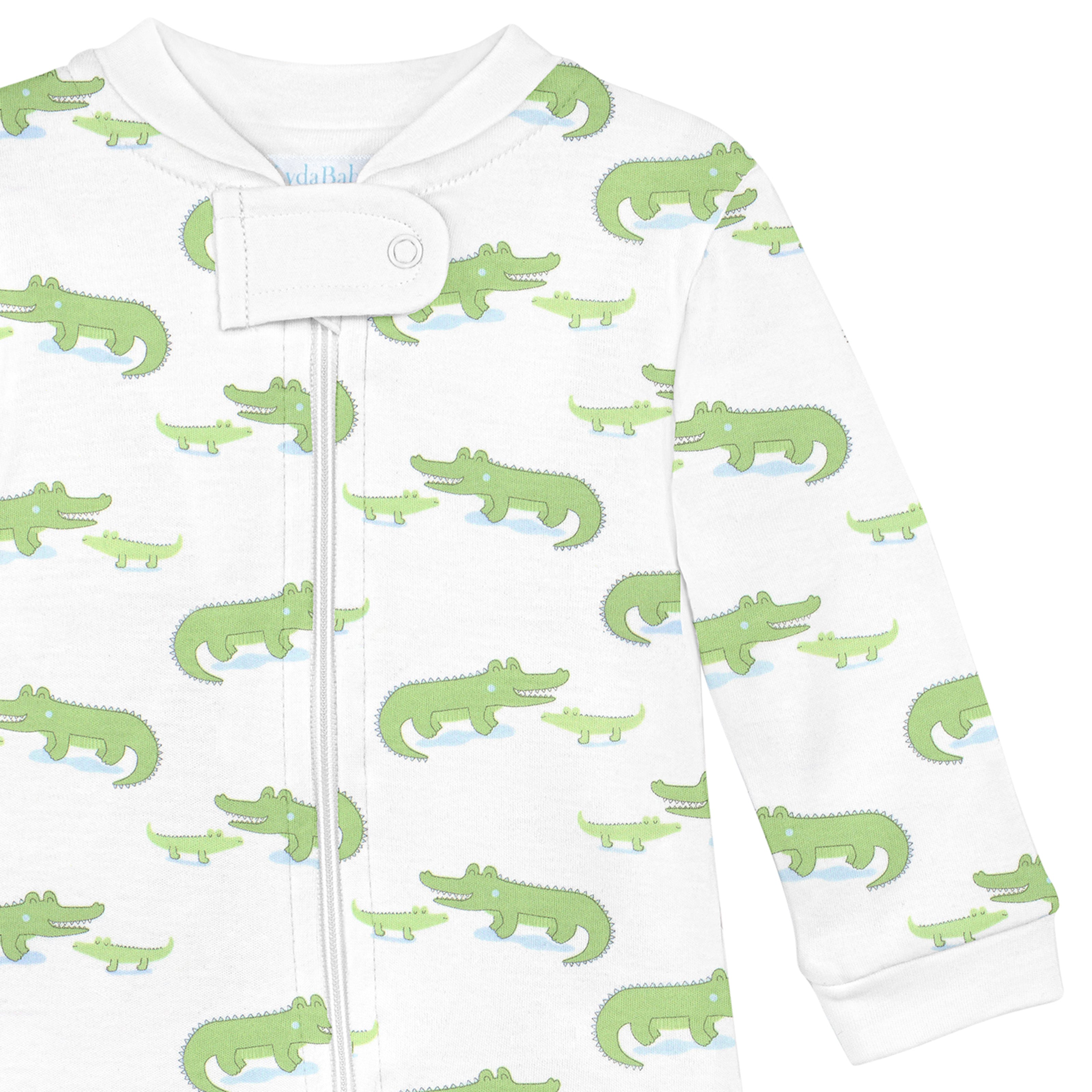 Alligator Printed Zipper Footie | Baby Boy