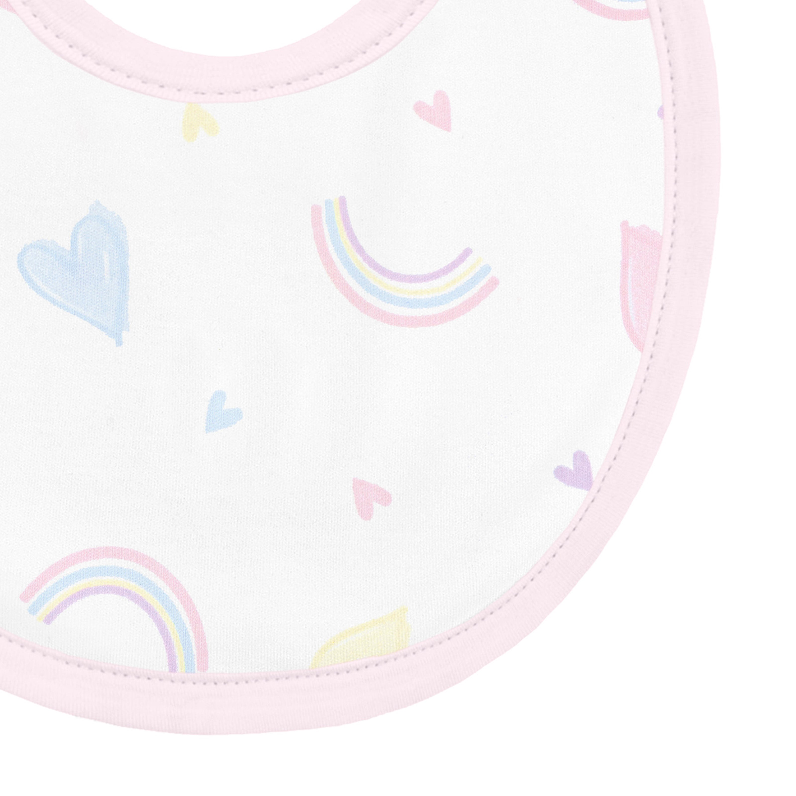 Hearts and Rainbows Printed Bib | Baby Girl