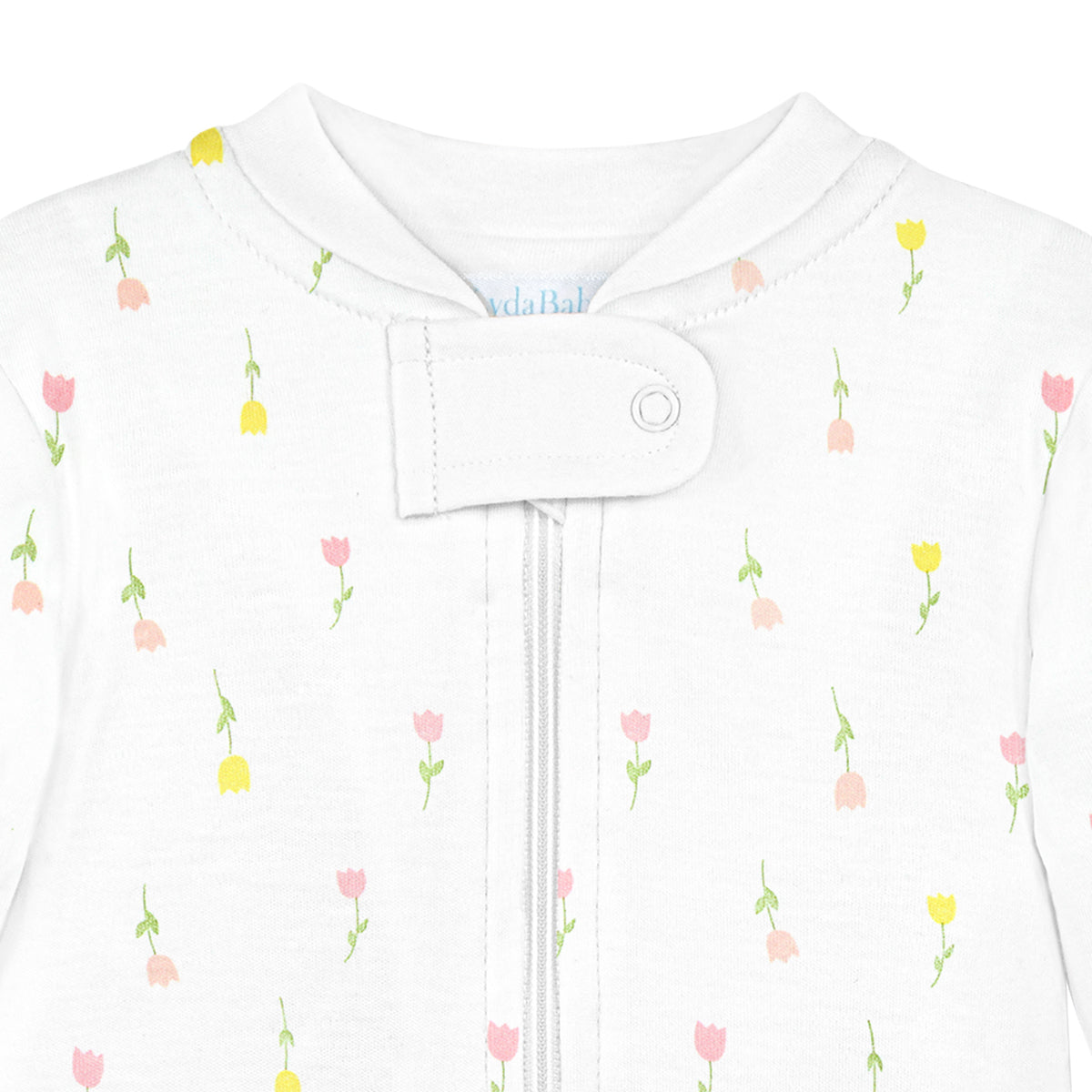 Tulip Flowers Printed Zipper Footie |  Baby Girl