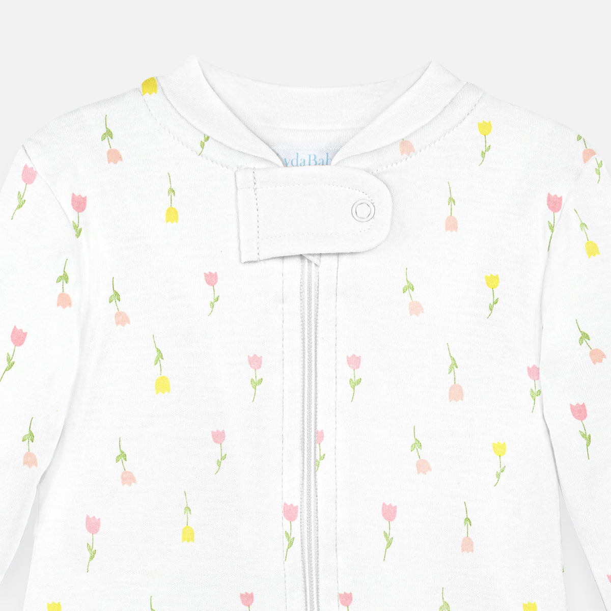 Tulip Flowers Printed Zipper Footie |  Baby Girl